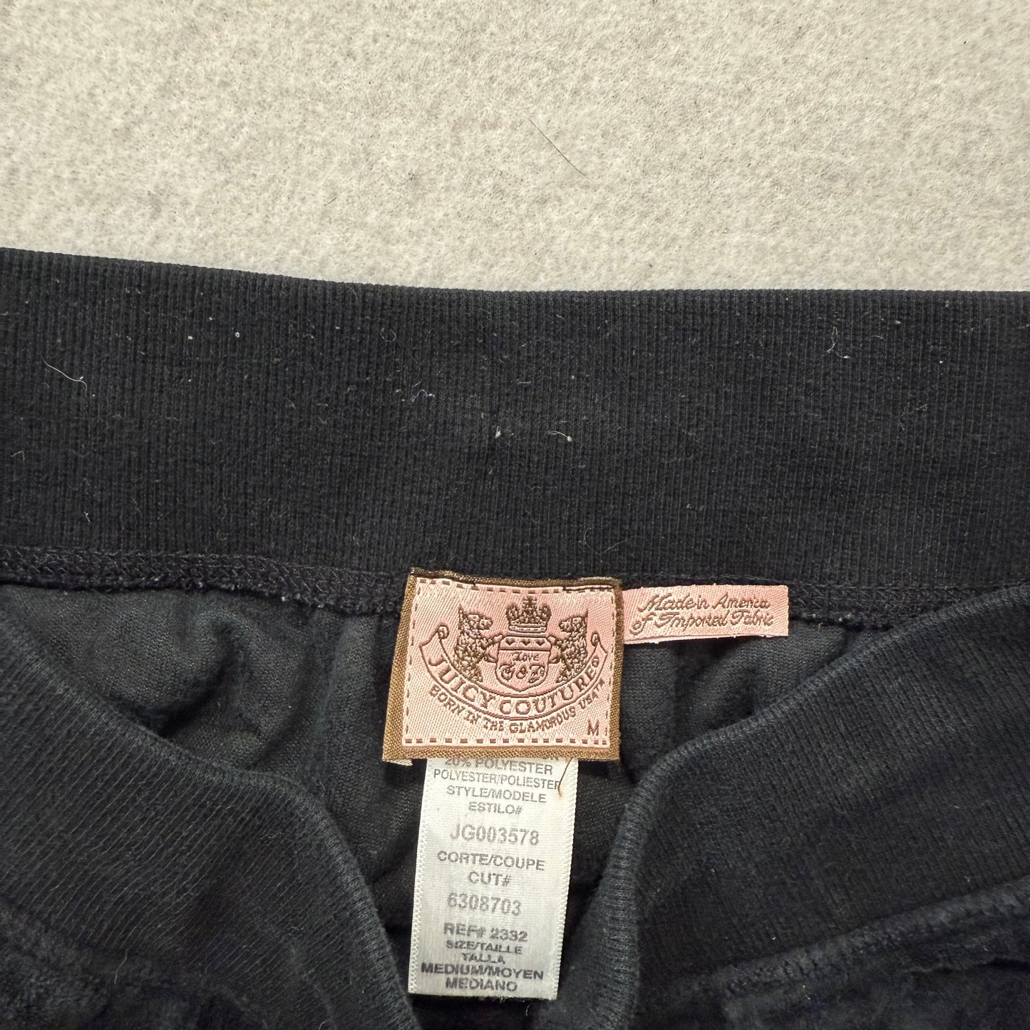 Juicy Couture Women's Black Velour Flared Track Pant Drawstring Pockets Size M