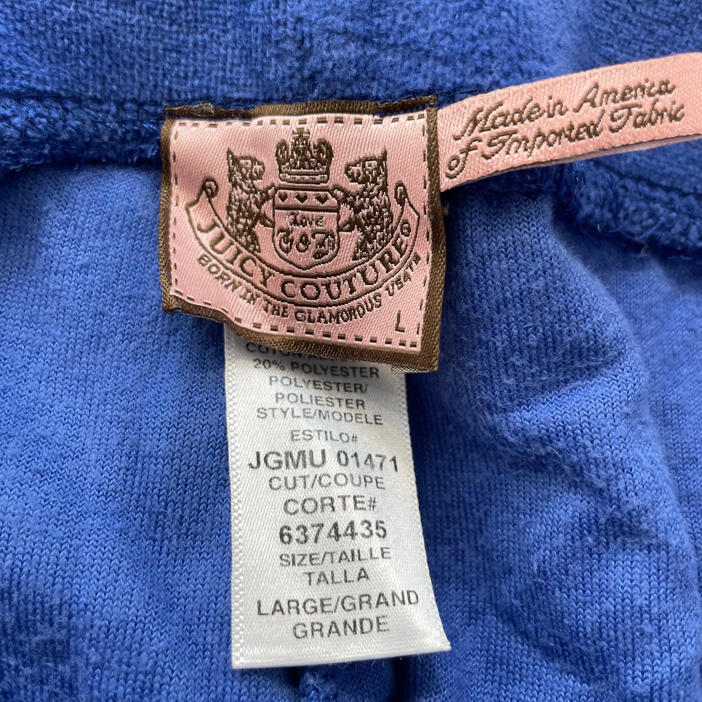Vintage Juicy Couture Scottie Dogs Women's Blue Velour Tracksuit Set Logo Size L
