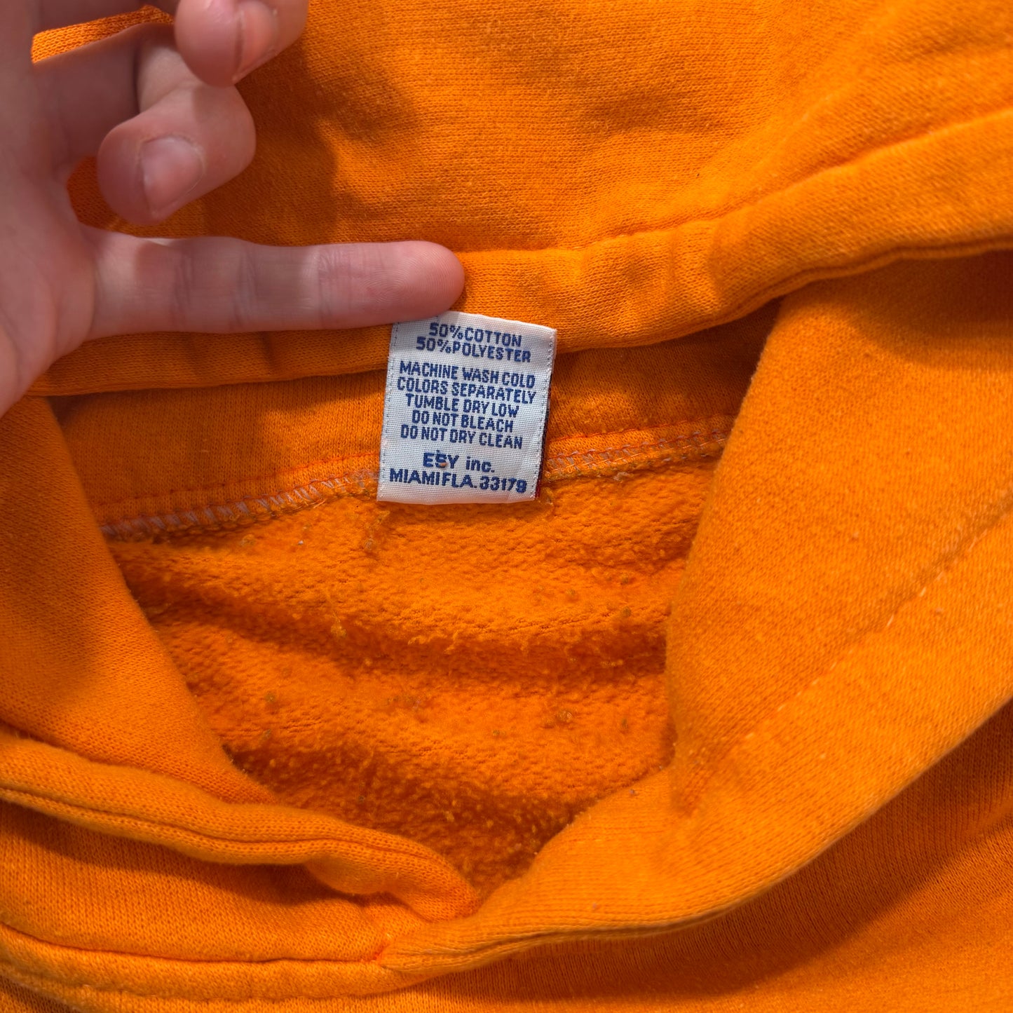 Tennessee Men's Orange Cotton Pullover Volunteers Hoodie Kangaroo Pockets Size L