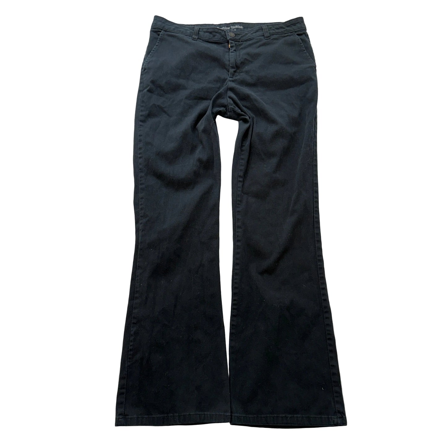 Genuine Dickies Women's Black Flared Leg Denim Jeans Pocket Casual Logo Size W32