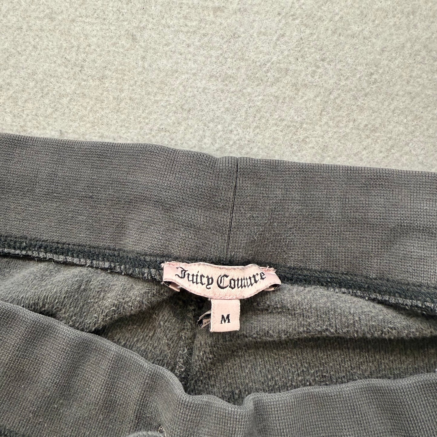 Juicy Couture Women's Charcoal Gray Velour Flare Track Pant Crown Graphic Size M