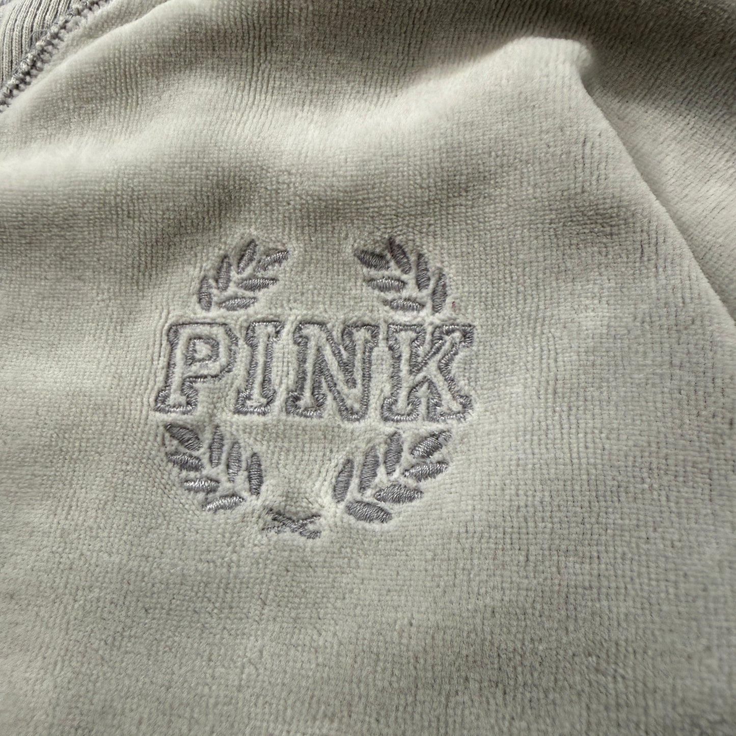Victoria's Secret PINK Women's Gray Crushed Velvet Crew Neck Sweatshirt Size XS