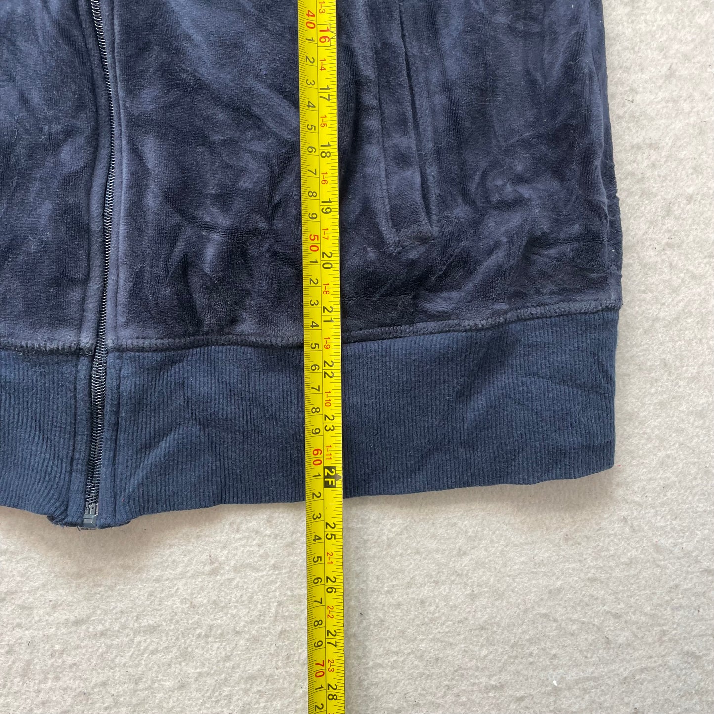Vintage Juicy Couture Women's Navy Velour Zip-Up Track Jacket Pockets Y2k Size L