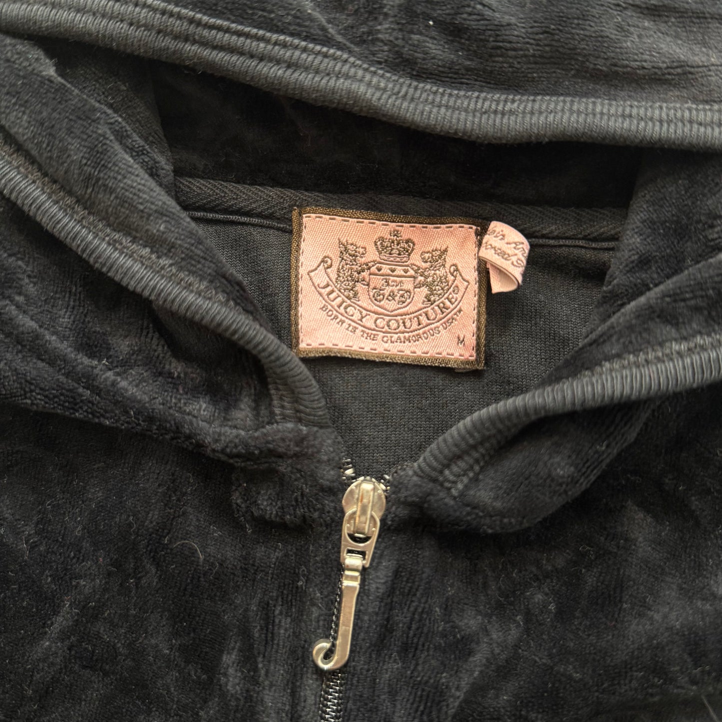 Juicy Couture Womens Black Tracksuit Set Zip Up Hoodie & Flared Pant Logo Size S