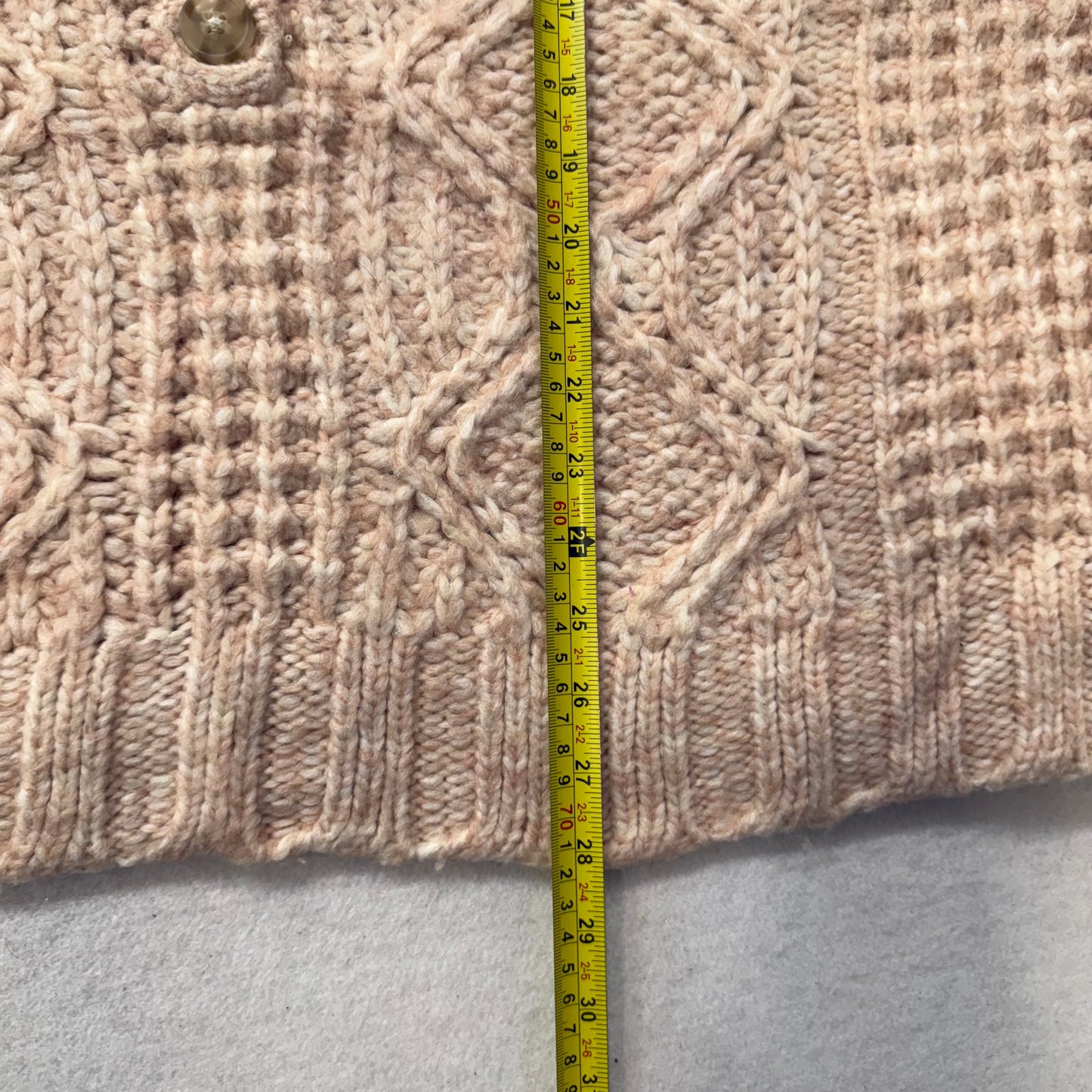 American Eagle Women's Beige Cable Knit Button Up Cardigan Mock Neck Size 2XL