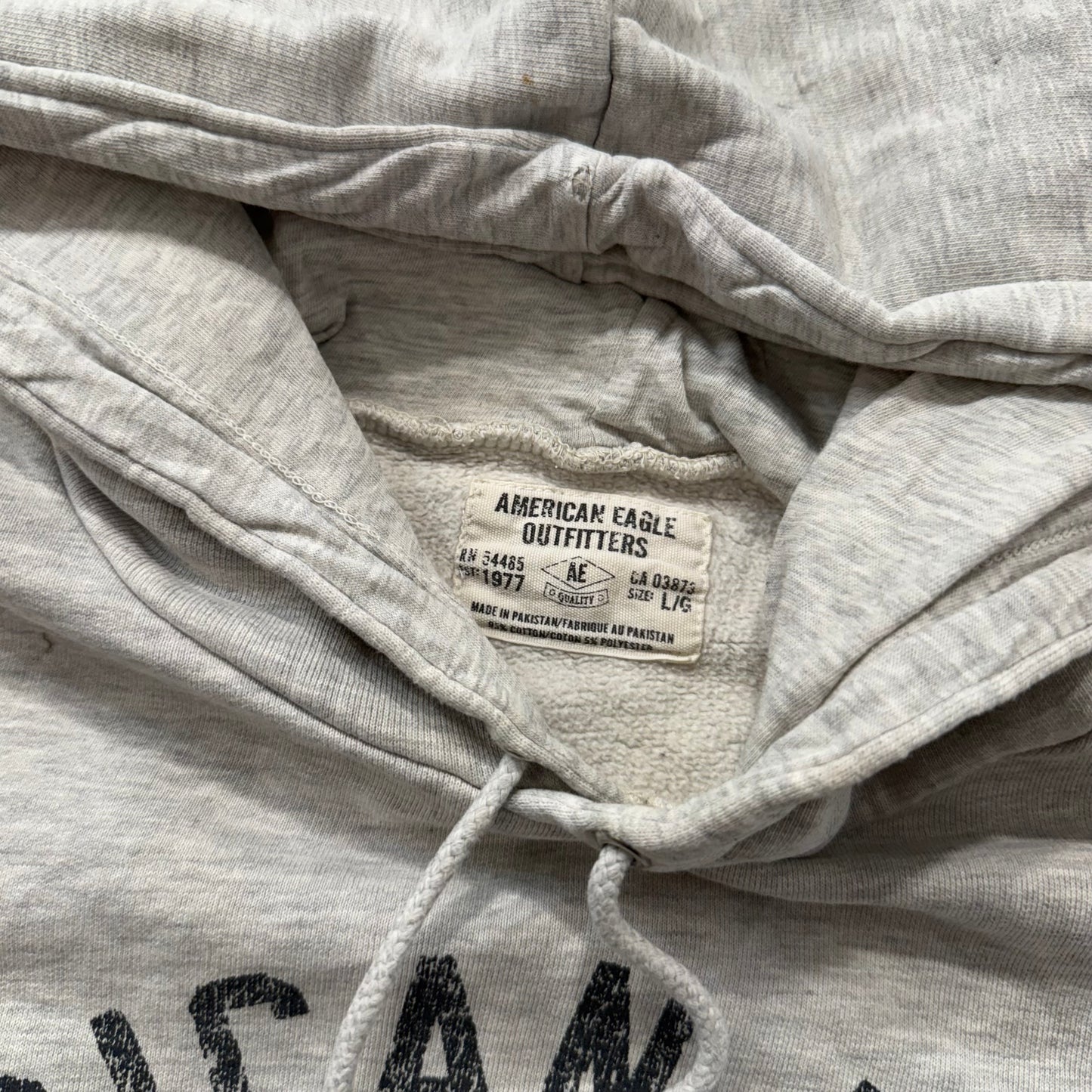 American Eagle Outfitters Men's Light Gray Cotton Pullover Hoodie Logo Size L