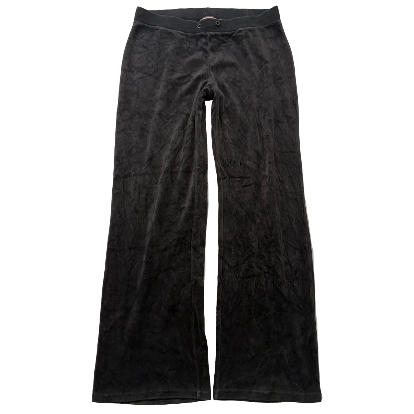 Vintage Juicy Couture Women Black Velour Flared Track Pant Loungewear Y2K Size L