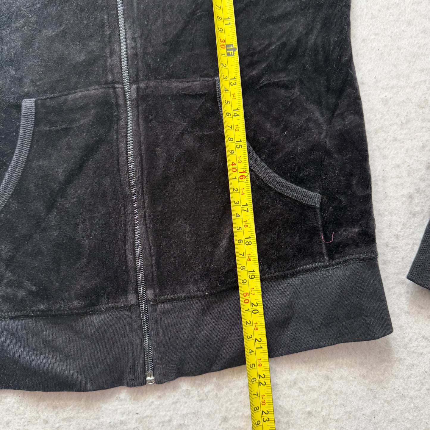 Vtg Juicy Couture Black Velour Tracksuit Set Embroidered Hoodie & Pant Size S