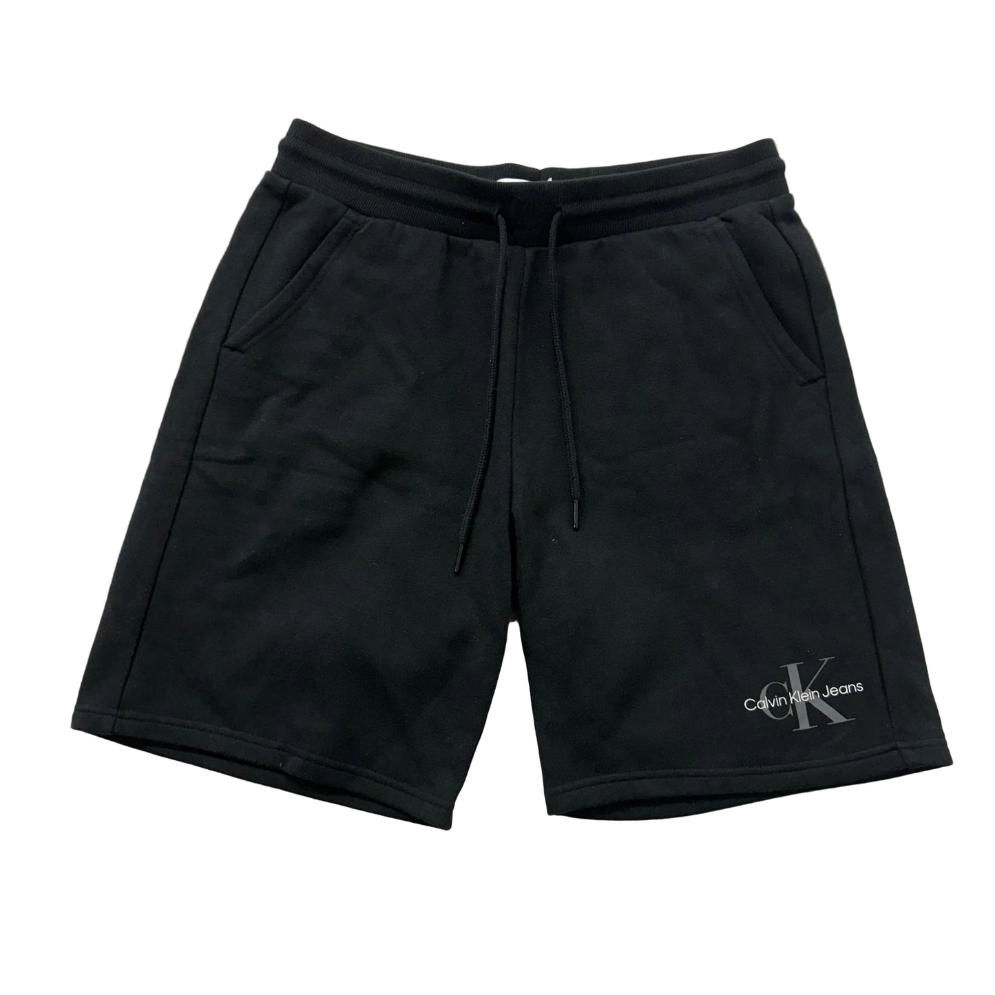 Calvin Klein Jeans Black Fleece Shorts Drawstring Monogram Logo Regular Size M