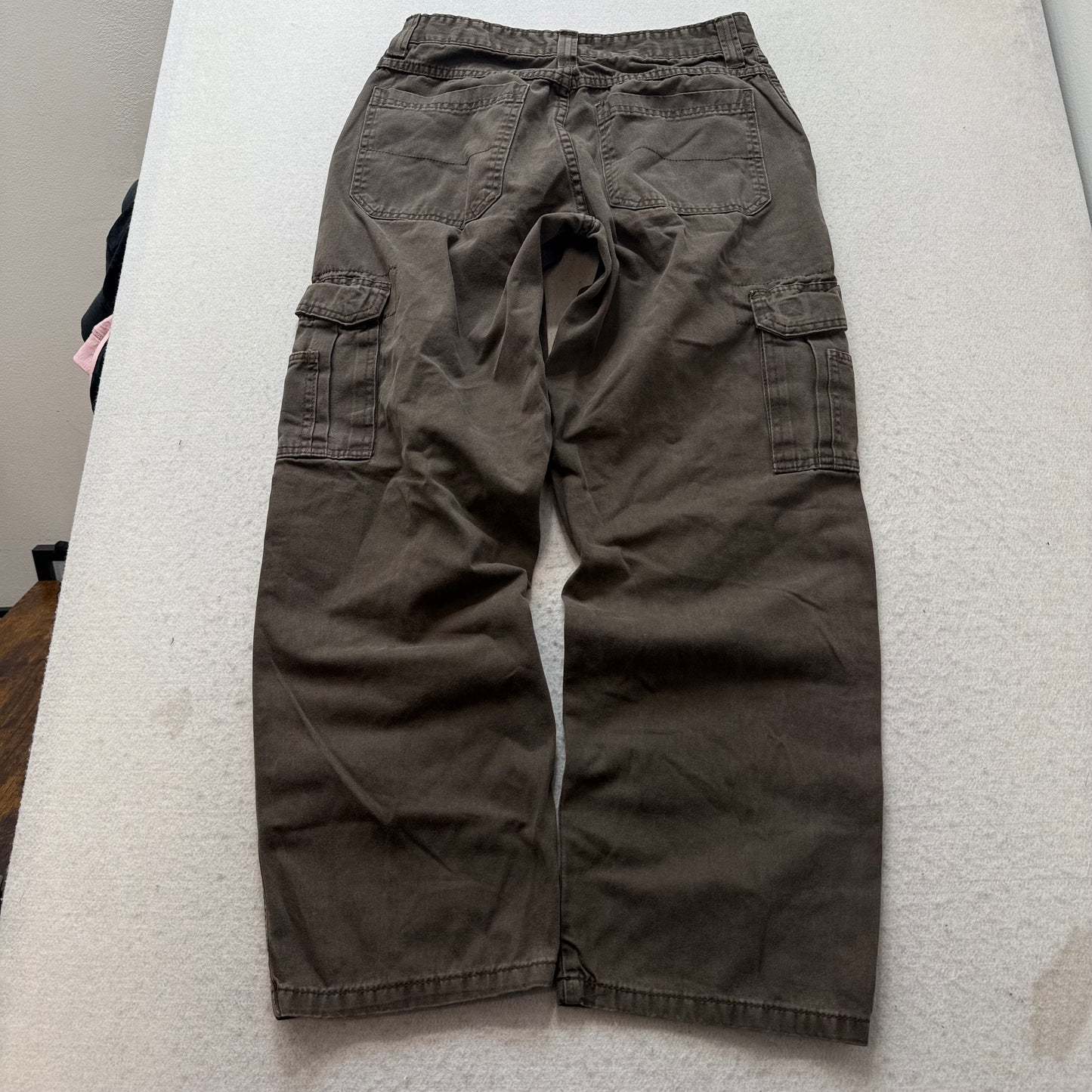 Wrangler Originals Mens Olive Cotton Baggy Cargo Pants Utility Pocket Size 30x30