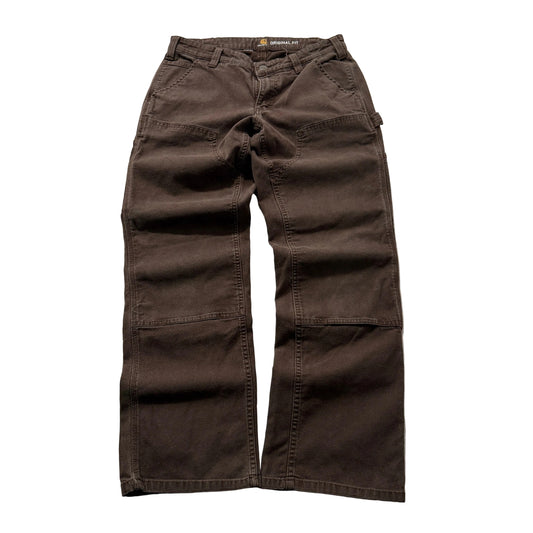 Carhartt Original Fit Men's Dark Brown Canvas Double Knee Pants Utility Size W30