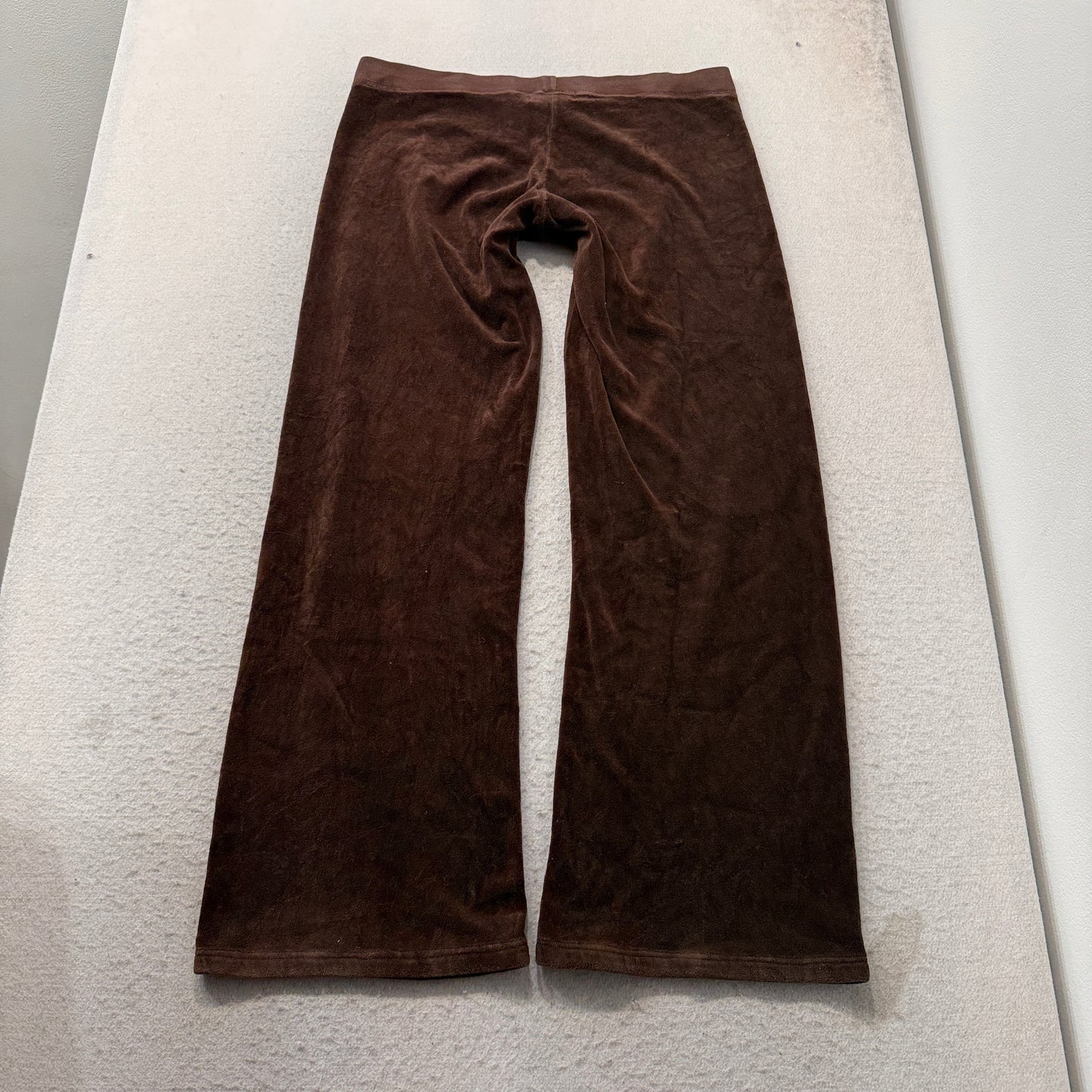 2003 Vintage Juicy Couture Women's Dark Brown Velour Flared Track Pants Size L