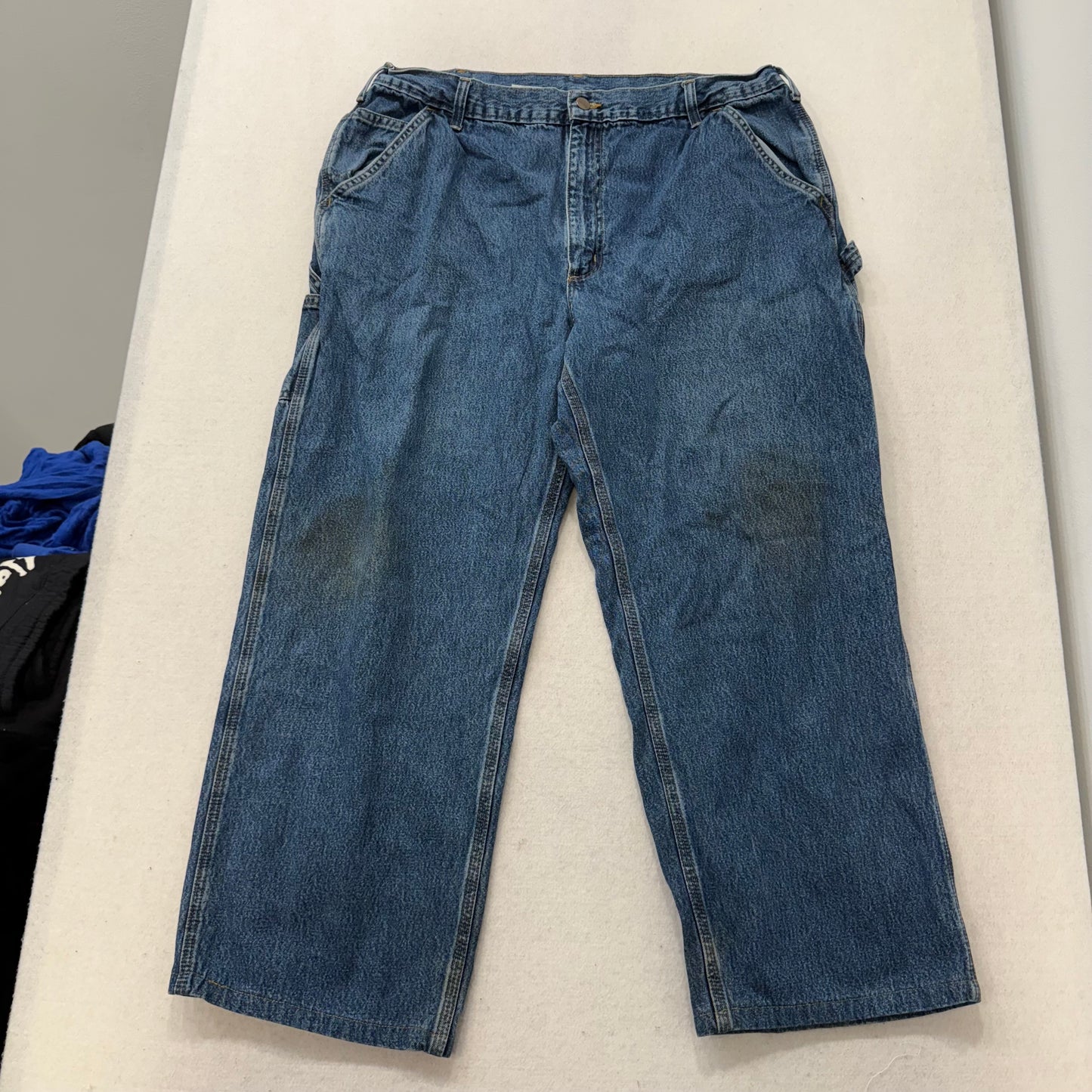 Carhartt Blue Denim Carpenter Dungaree Fit Jeans Utility Pockets Size 40x30