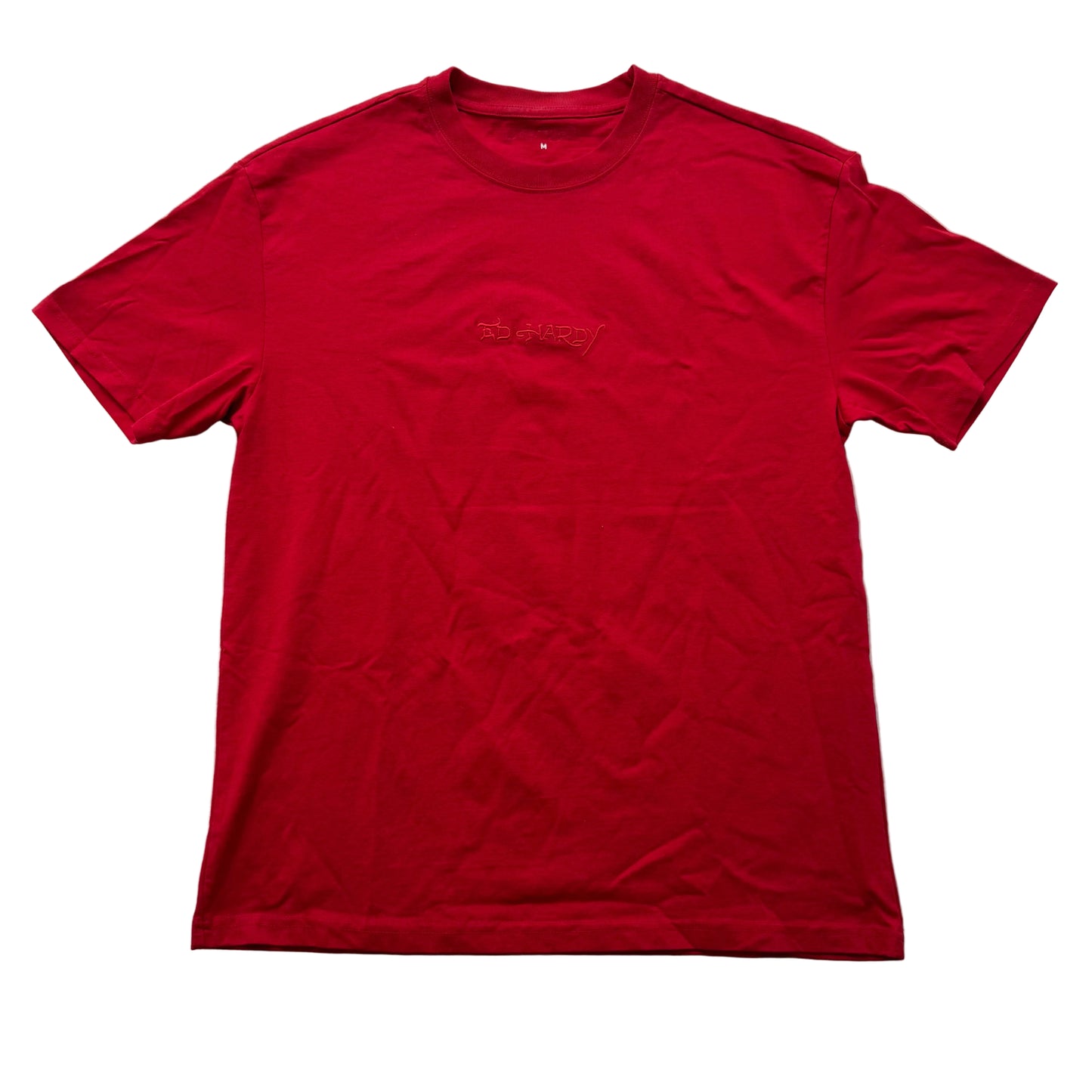 ED HARDY EMBROIDERED LOGO RED TEE
