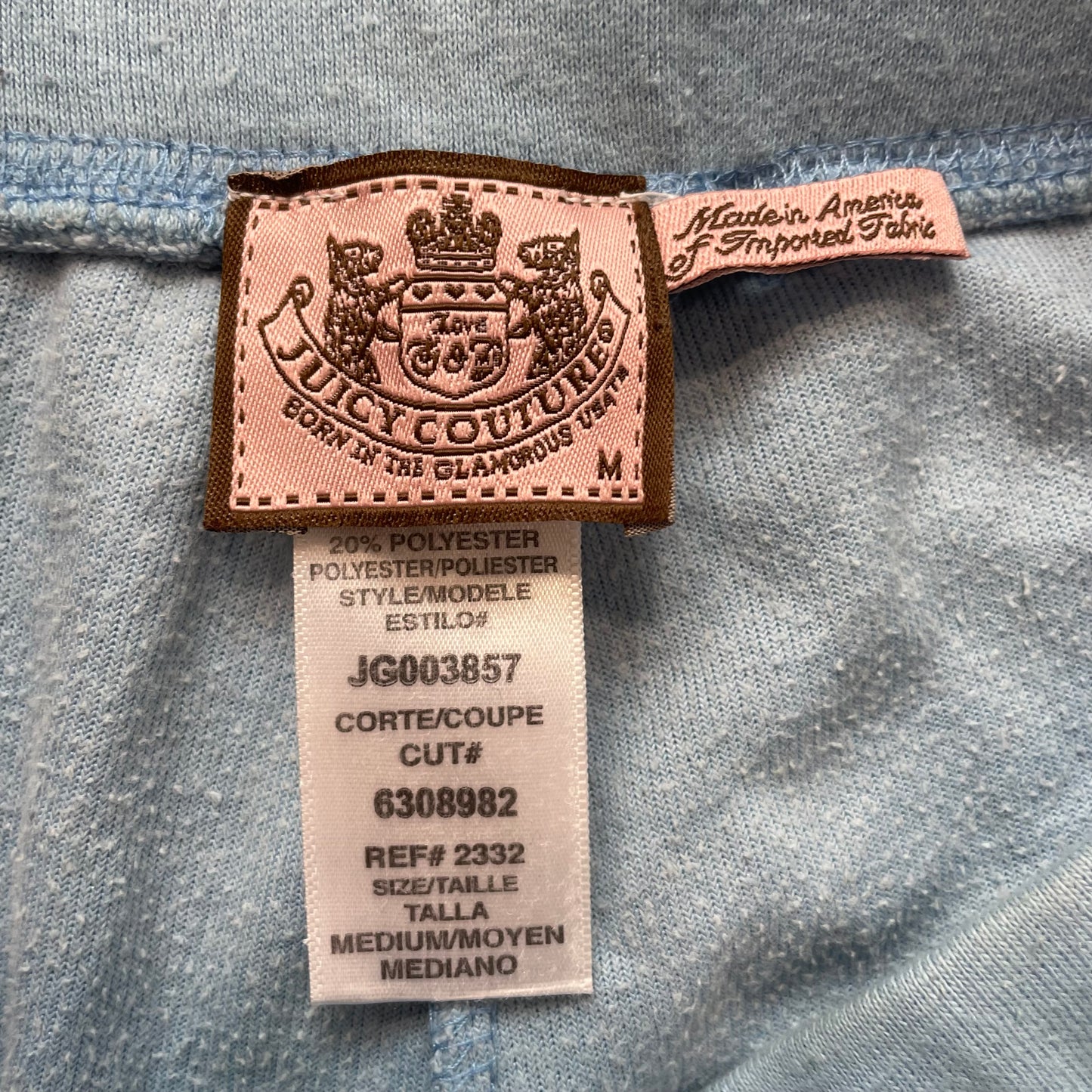 Juicy Couture Women's powder Blue Velour Flared Track Pant Front Pockets Size M
