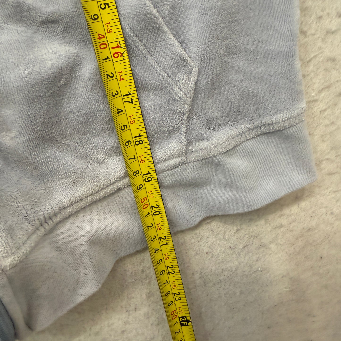 Juicy Couture Women's Grey Velour Zip-Up Hoodie Drawstring Pockets Casual Size M