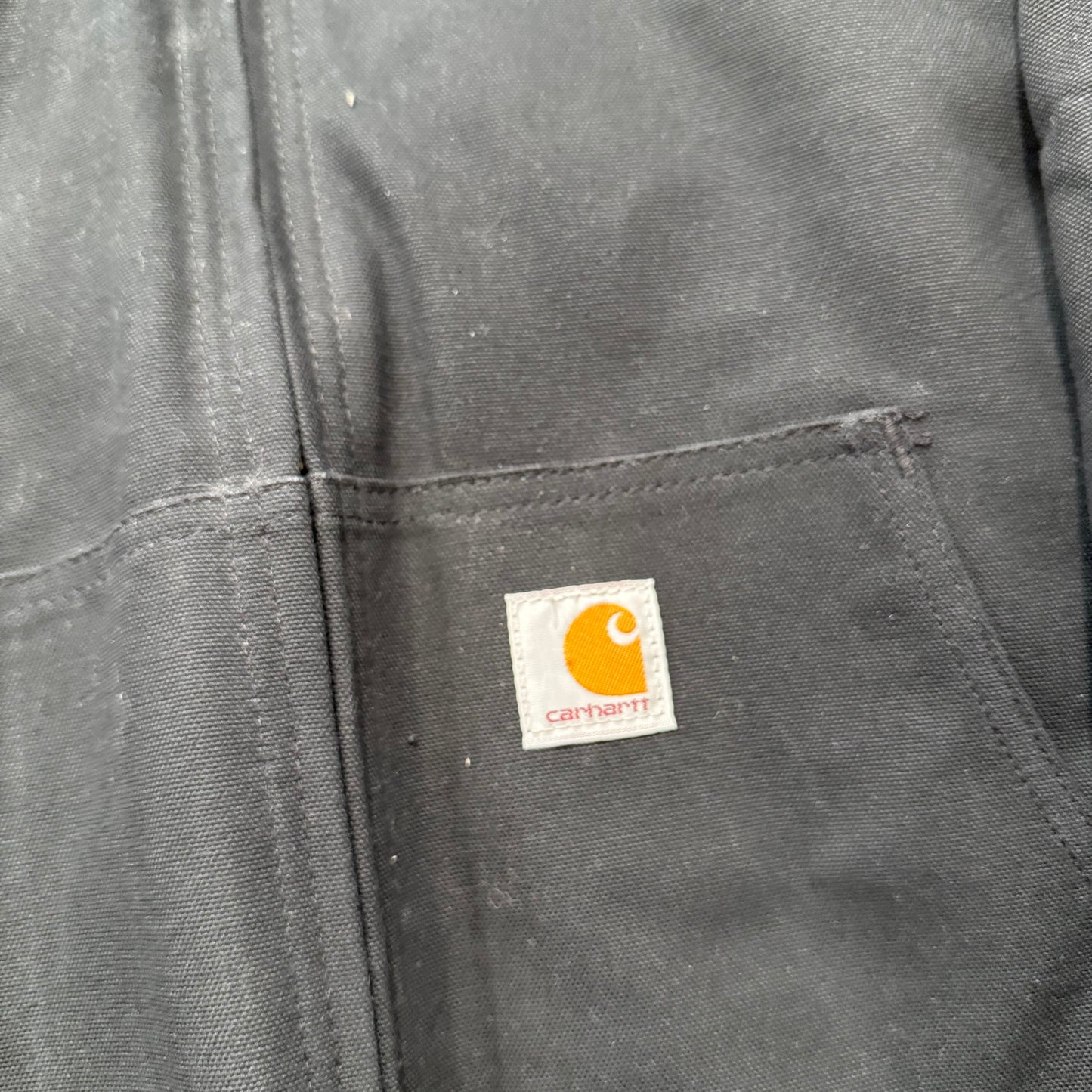 Carhartt Men's Black Cotton Full Zip Active Jacket Rib-Knit Cuffs & Hem Size 2XL