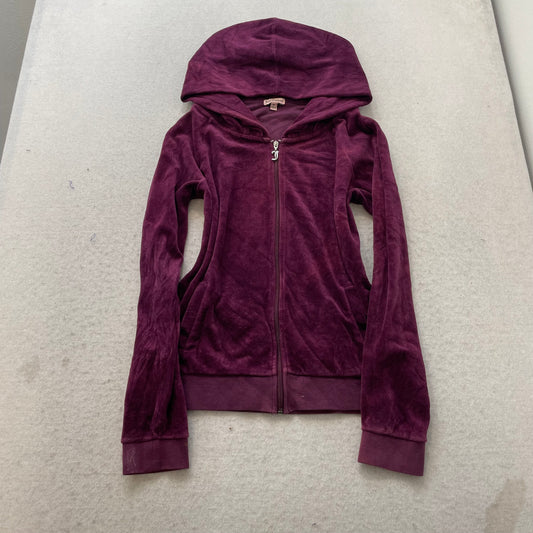 Juicy Couture Deep Purple Velour Tracksuit Set Rhinestone Graphic Logo Size M/XL