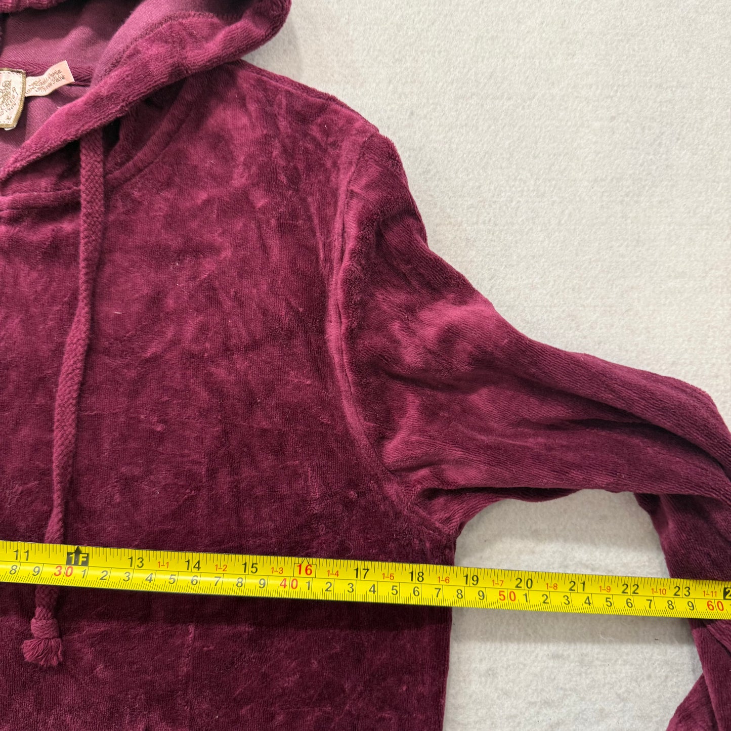 Juicy Couture Women's Maroon Velour Full Zip Hoodie Graphic Logo Preppy Size M