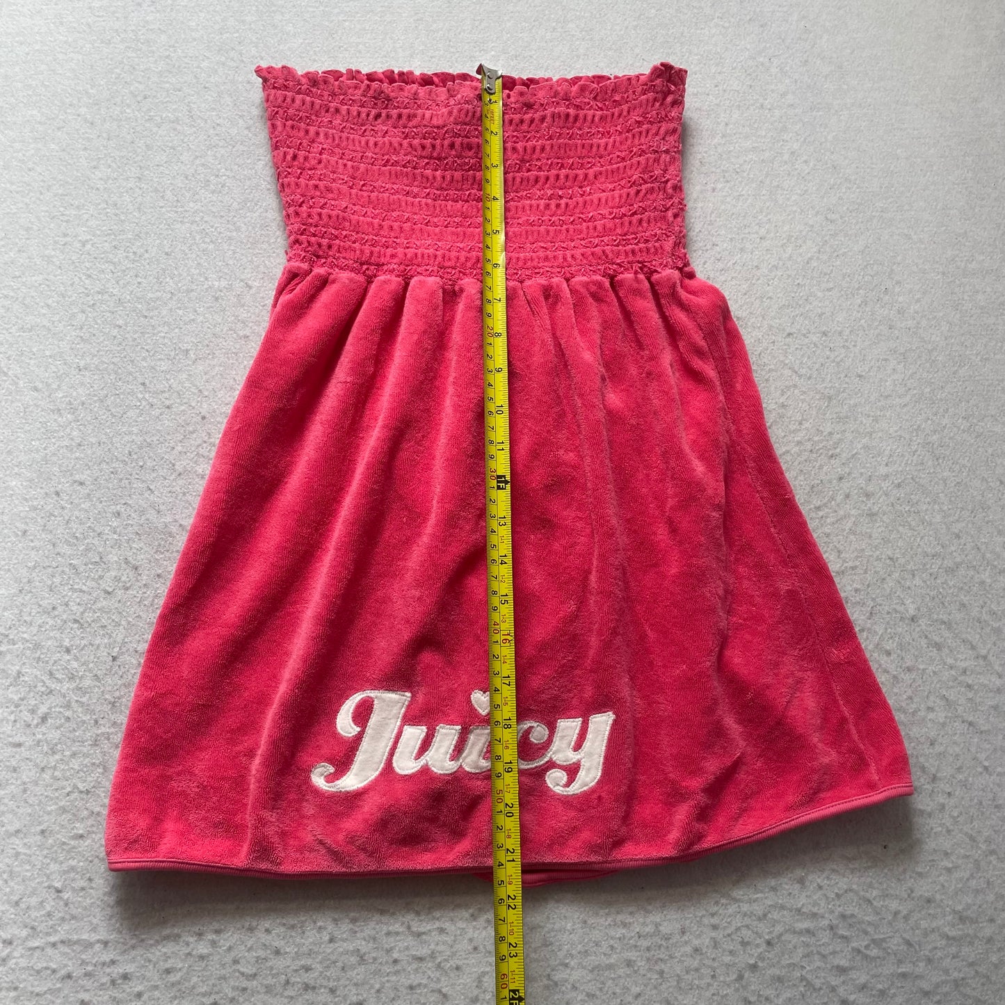 Vintage Juicy Couture Womens Hot Pink Terry Cloth Smocked Flared Mini Skirt Size S