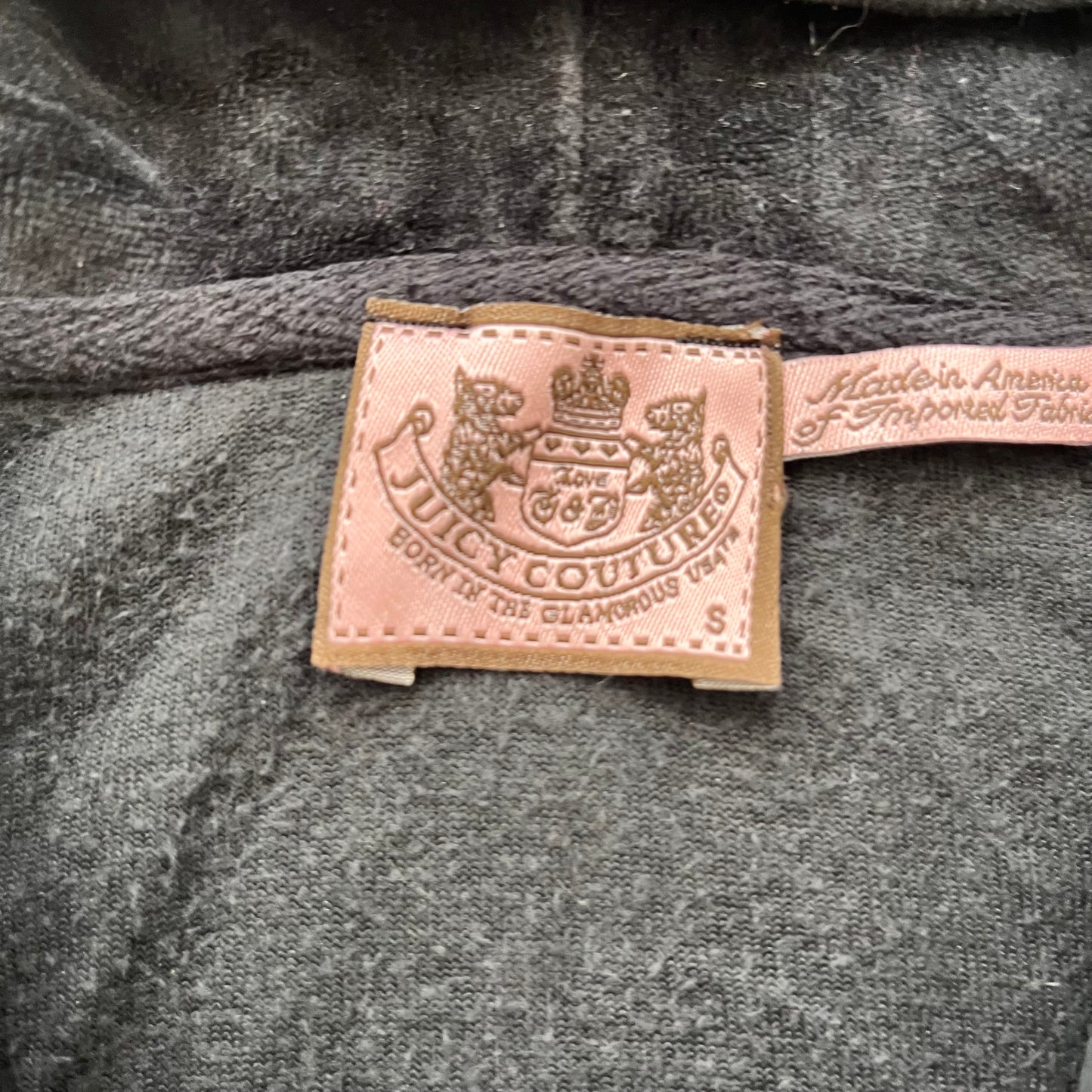 Vintage Juicy Couture Scottie Dogs Women's Black Velour Zip-Up Hoodie Size S