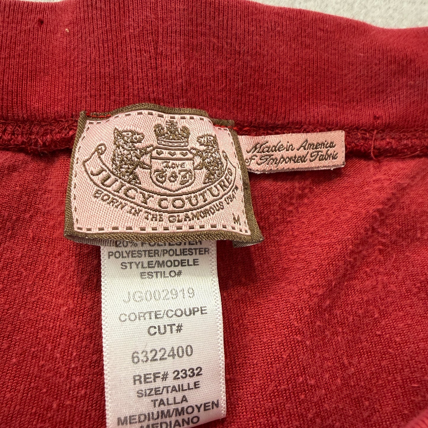 Juicy Couture Women's Red Velour Tracksuit Set Hoodie & Flared Pant Size M