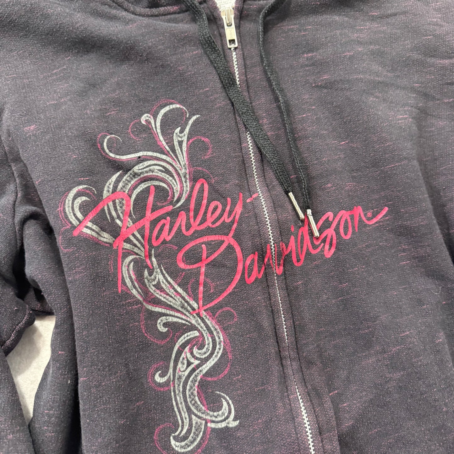 Harley Davidson Women's Black Full Zip Hooded Sweatshirt Casual Fit Size L