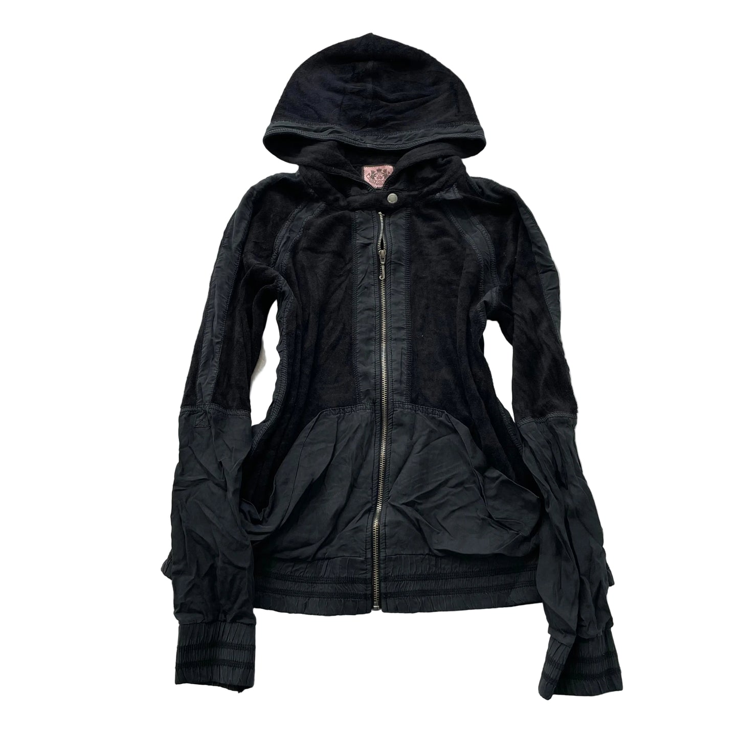 Juicy Couture Women's Black Terry Cloth Zip-Up Windbreaker Style Hoodie Size XL
