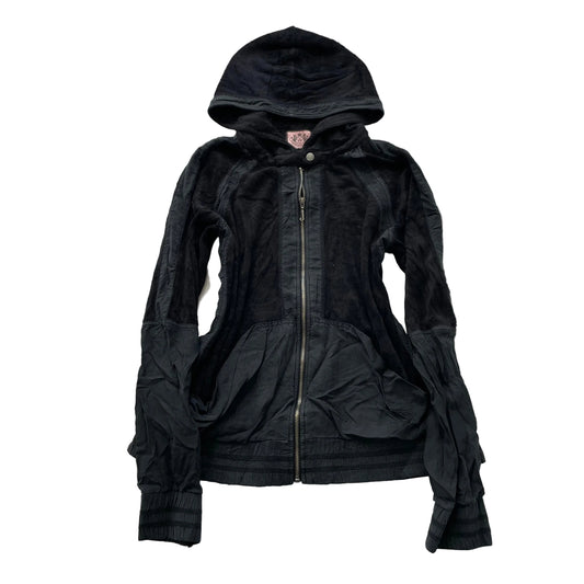 Juicy Couture Women's Black Terry Cloth Zip-Up Windbreaker Style Hoodie Size XL