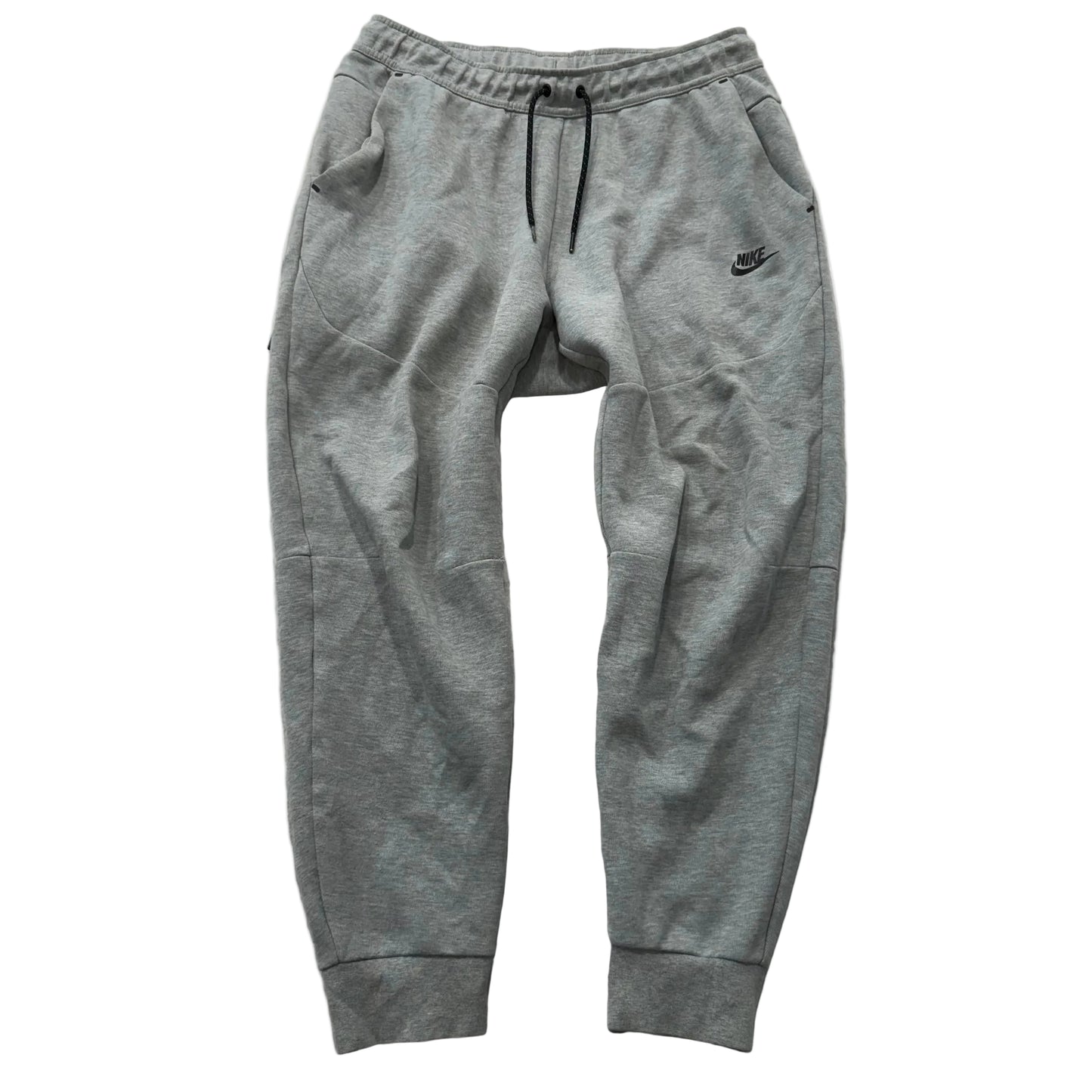 Nike Tech Men's Heather Gray Fleece Joggers Zipper Pockets Swoosh Logo Size L