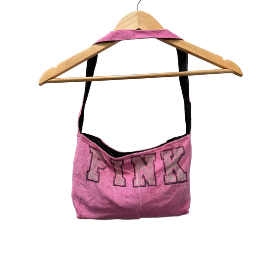 PINK by Victoria's Secret Pink Velour Casual Wear Logo Hipster Shoulder Tote Bag
