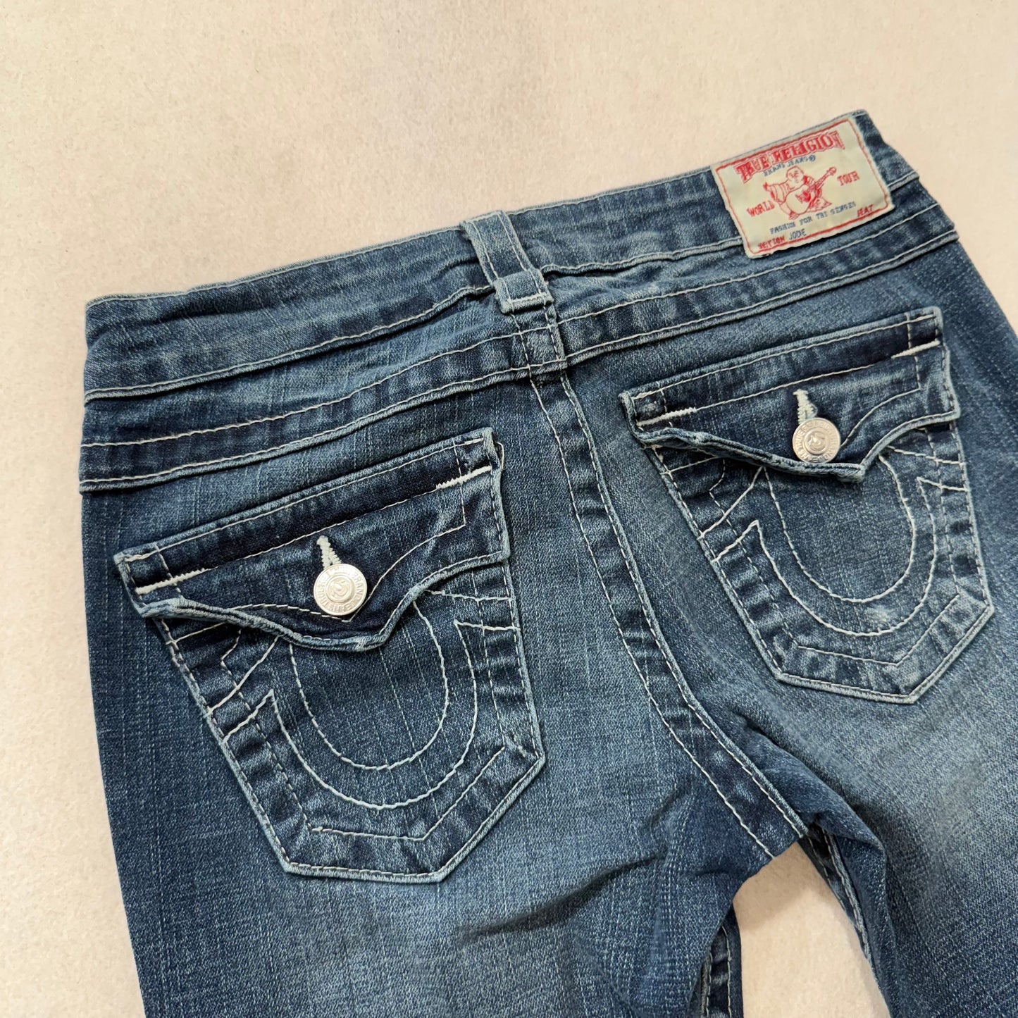 True Religion Jodie Women Dark Blue Denim Skinny Jeans Back Flap Pockets Size 27