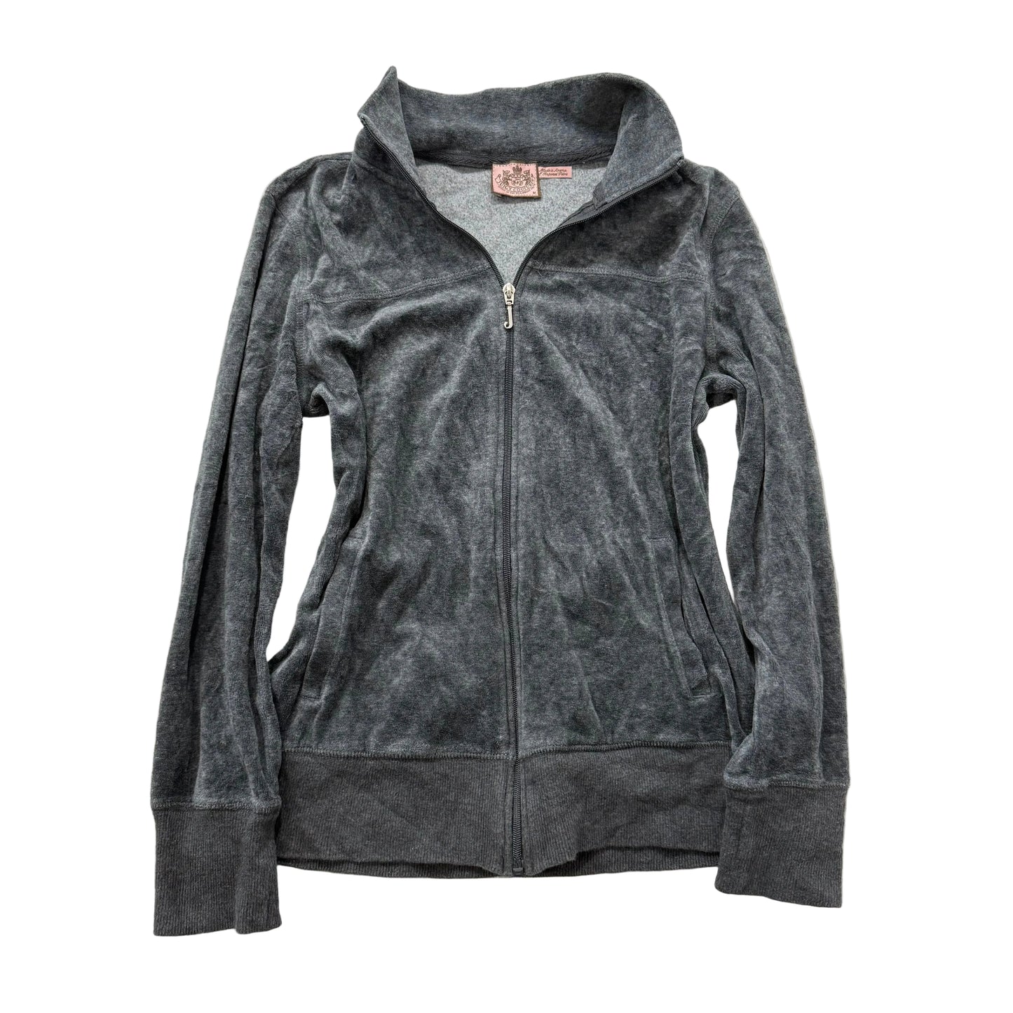Juicy Couture Women's Gunmetal Velour Zip Up Track Jacket Loungewear Y2K Size M