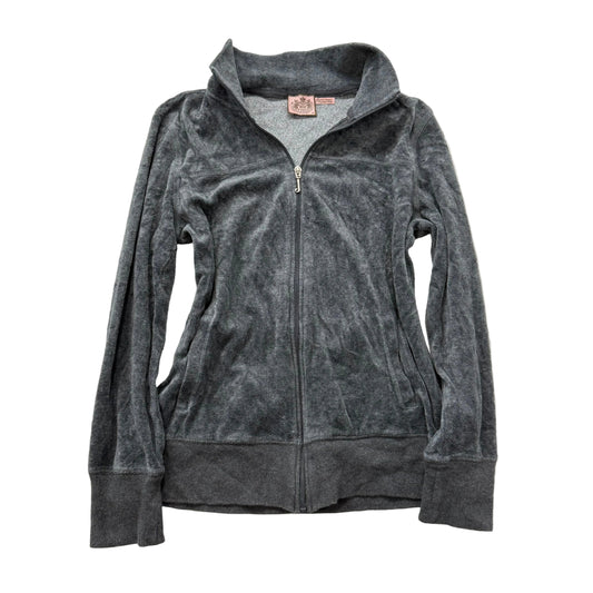 Juicy Couture Women's Gunmetal Velour Zip Up Track Jacket Loungewear Y2K Size M