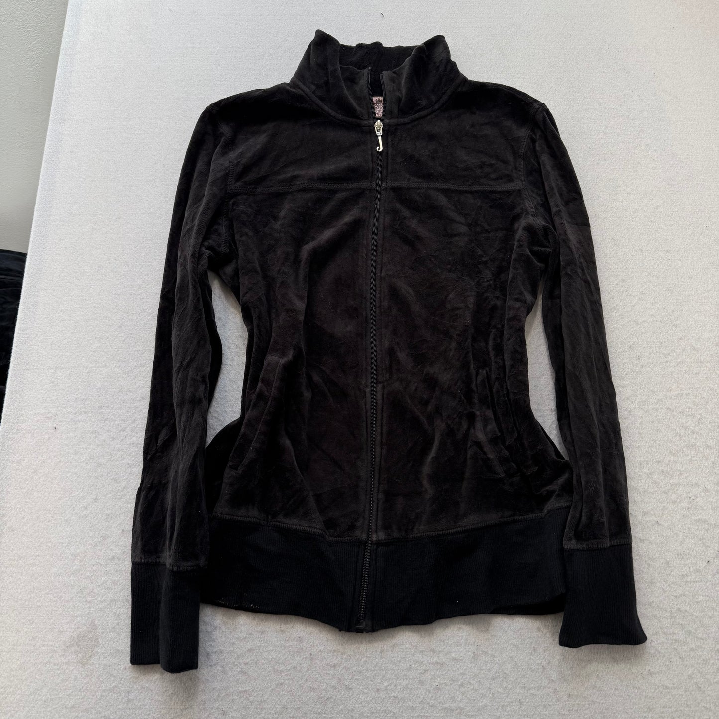 Vintage Juicy Couture Women's Charcoal Velour Tracksuit Set Jacket & Pant Size L