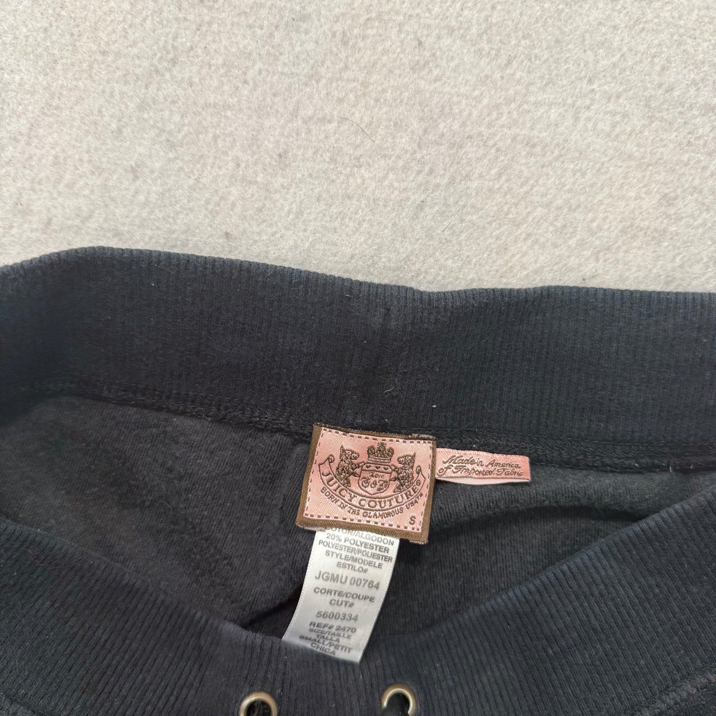Juicy Couture Women Black Velour Tracksuit Set Zip Up Hoodie & Flare Pant Size S