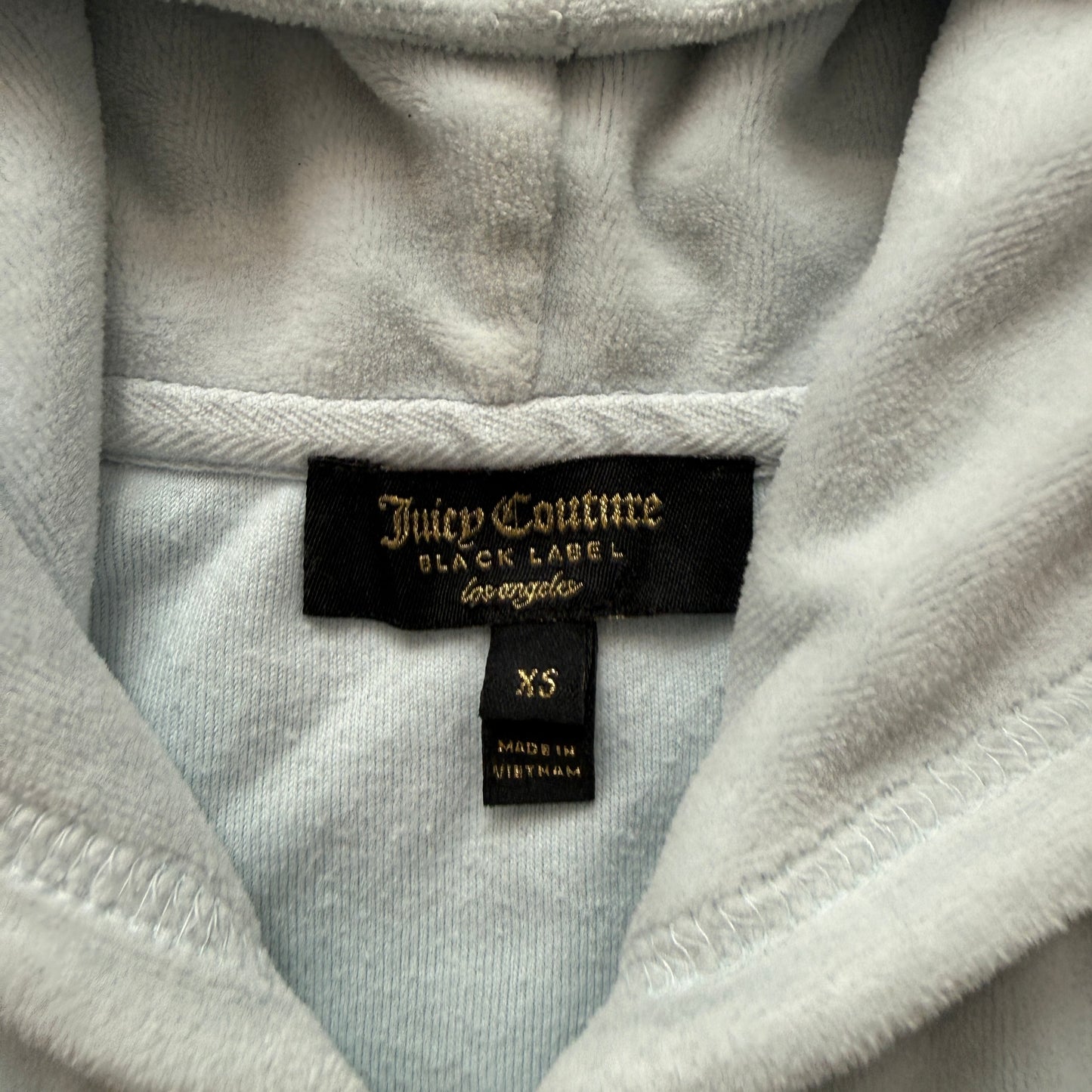 Juicy Couture Black Label Women's Grey Velour Zip-Up Hoodie Glitter Logo Size XS