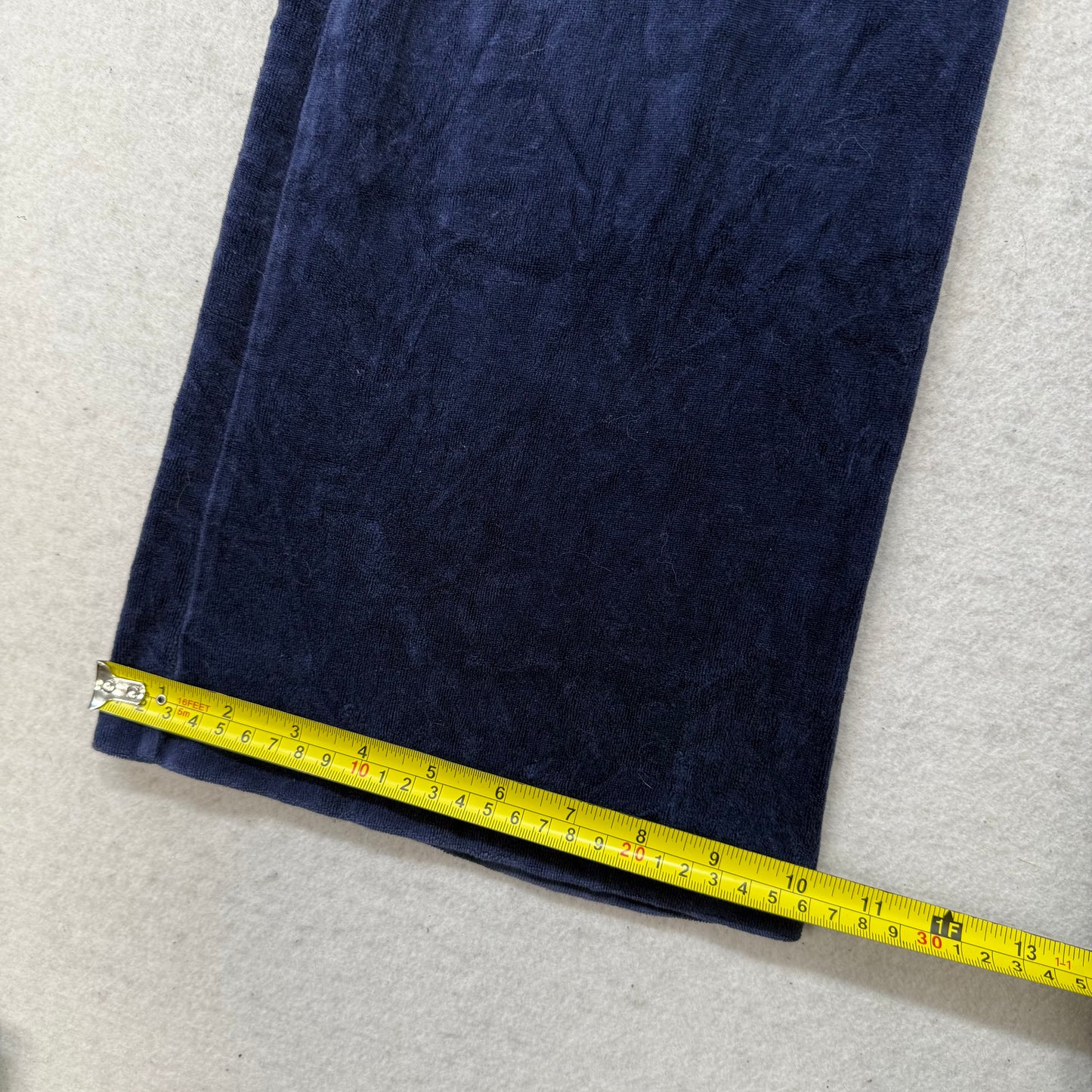 Vintage Juicy Couture Women Navy Velour Flare Track Pant Back Flap Pocket Size L