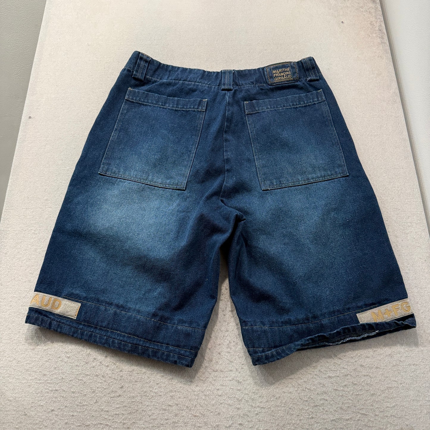 Marithe Francois Girbaud Men's Blue Denim Cargo Shorts Tape Shuttle Y2K Size 40