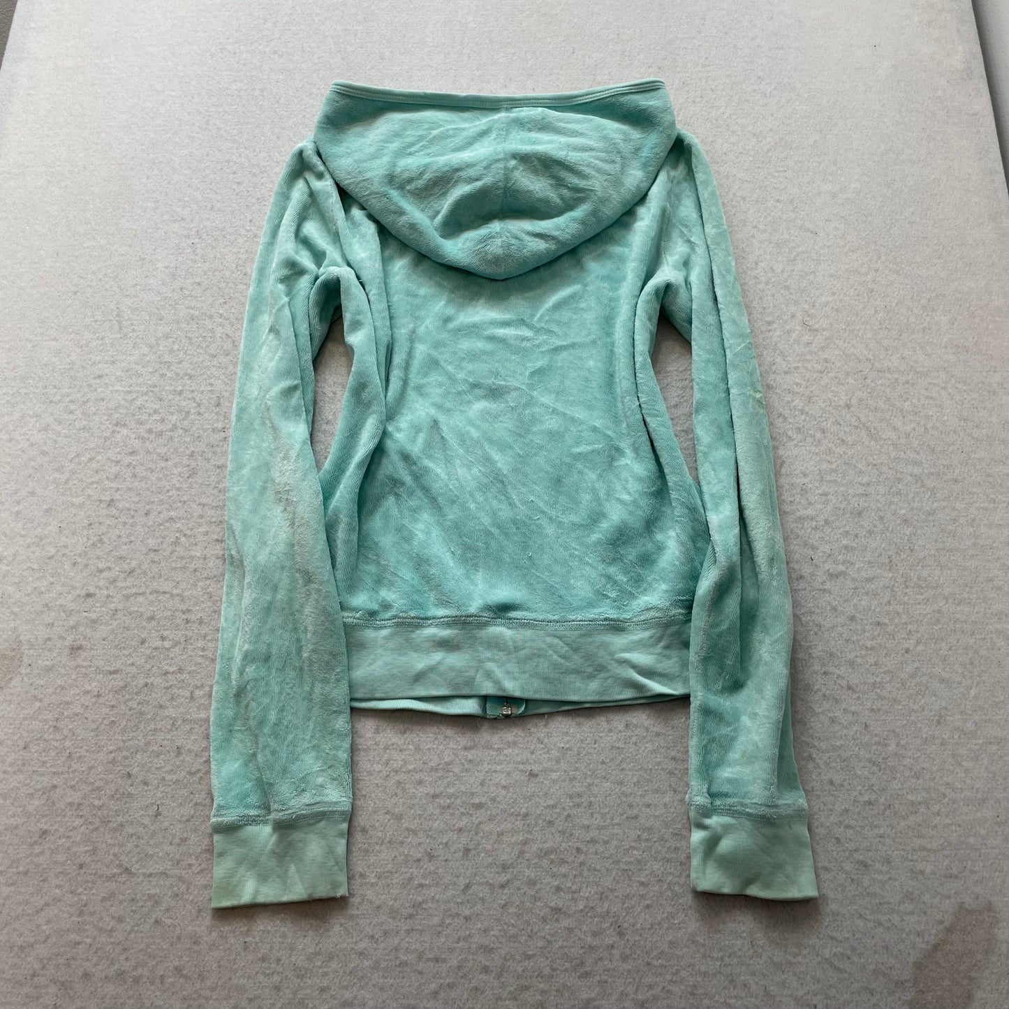 2003 Vintage Juicy Couture Women's Light Teal Terry Cloth Full Zip Hoodie Size L
