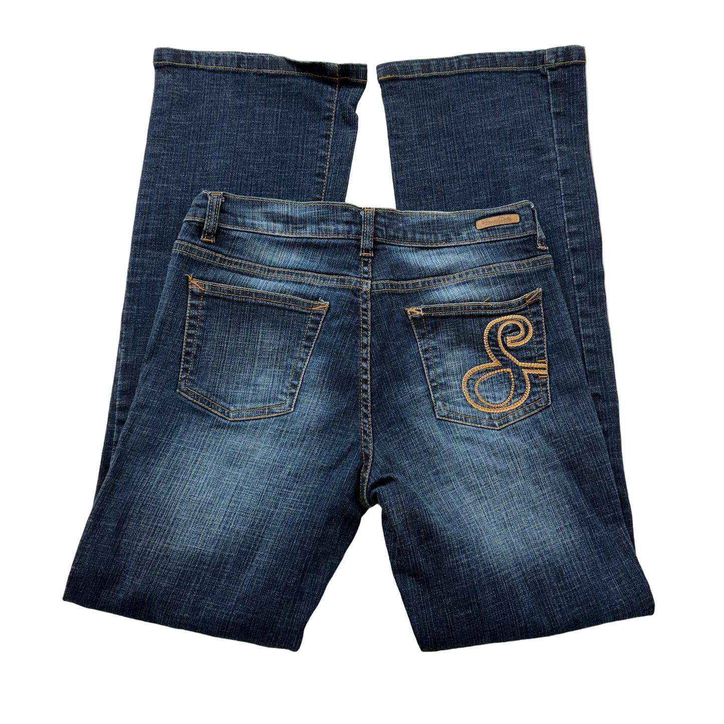 Southpole Blue Flared Bootcut Jean Back Logo Embroidered Low Rise Stretch Size 7