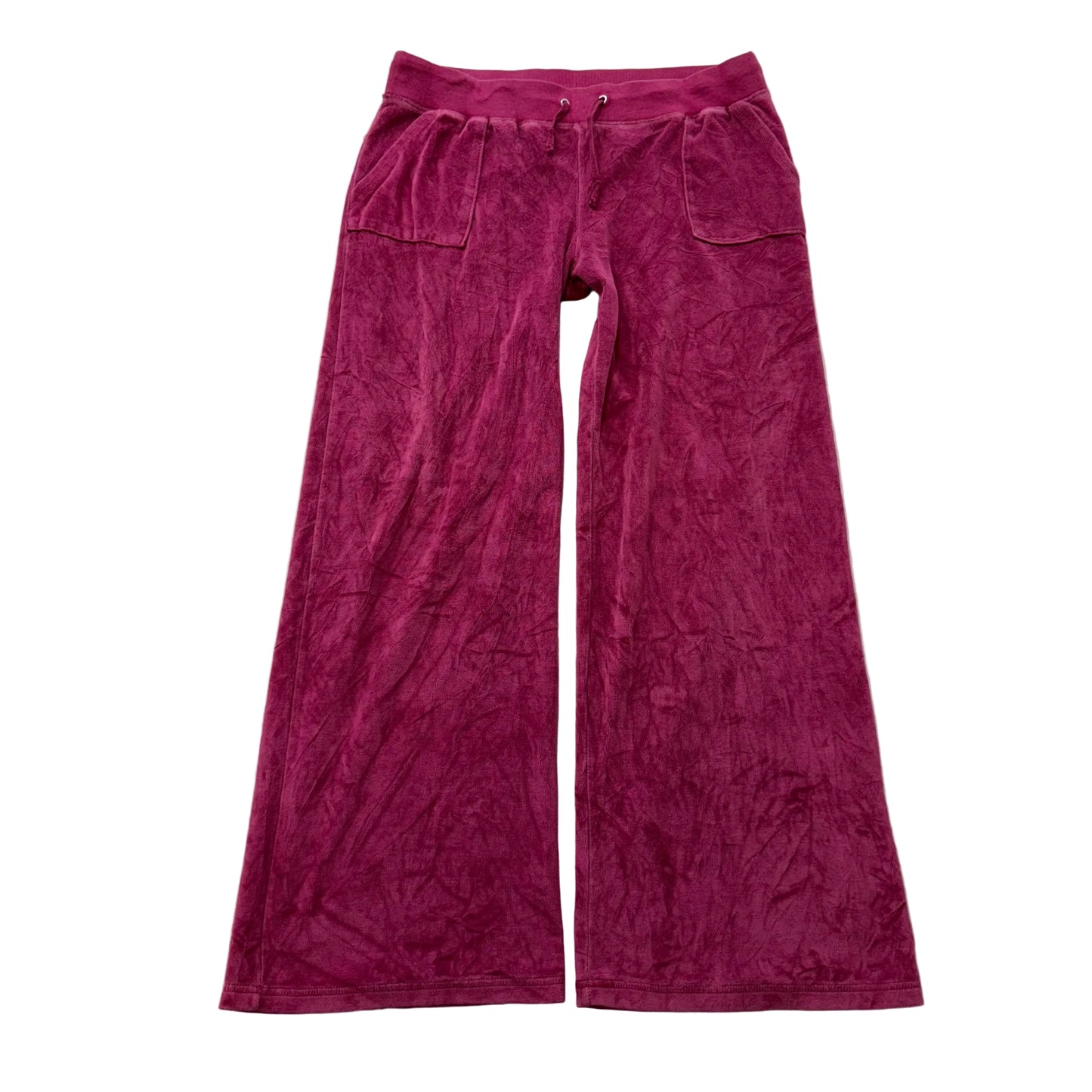 Vintage Juicy Couture Women's Raspberry Velour Flared Track Pant Pockets Size L