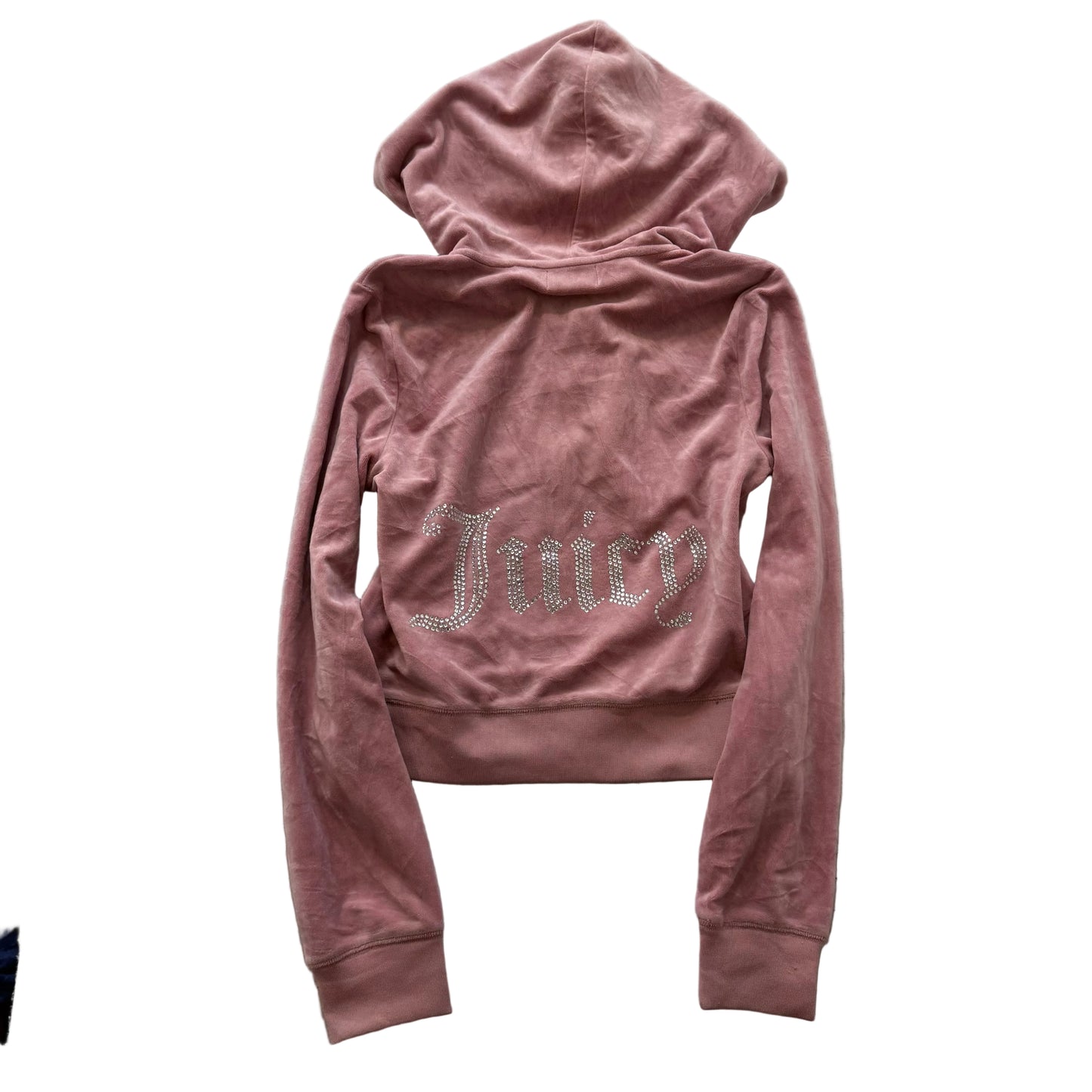 Juicy Couture Women's Dusty Rose Velour Zip-Up Hoodie Rhinestone Logo Y2K Size S