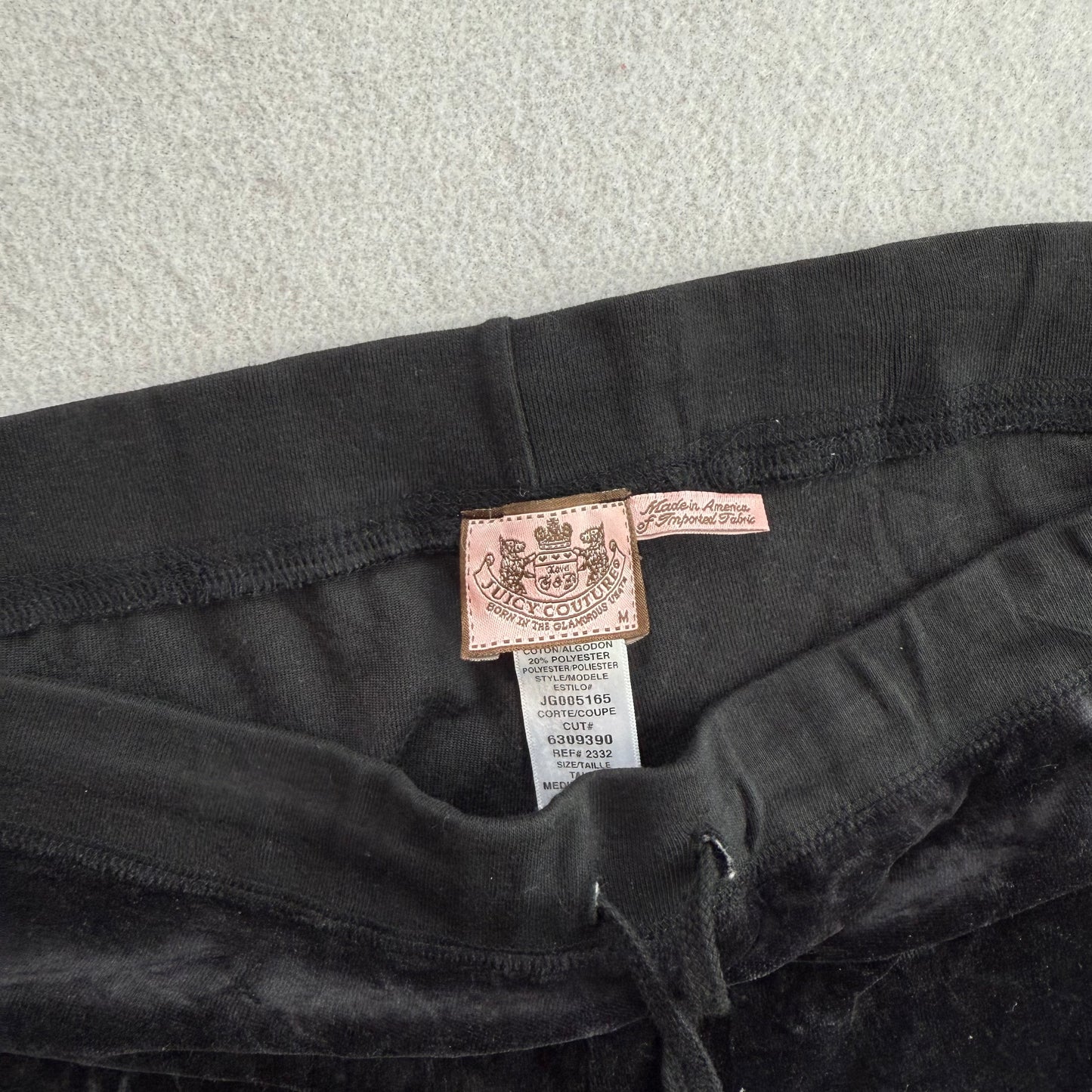 Juicy Couture Women Black Velour Tracksuit Set Zip-Up Hoodie & Flare Pant Size M