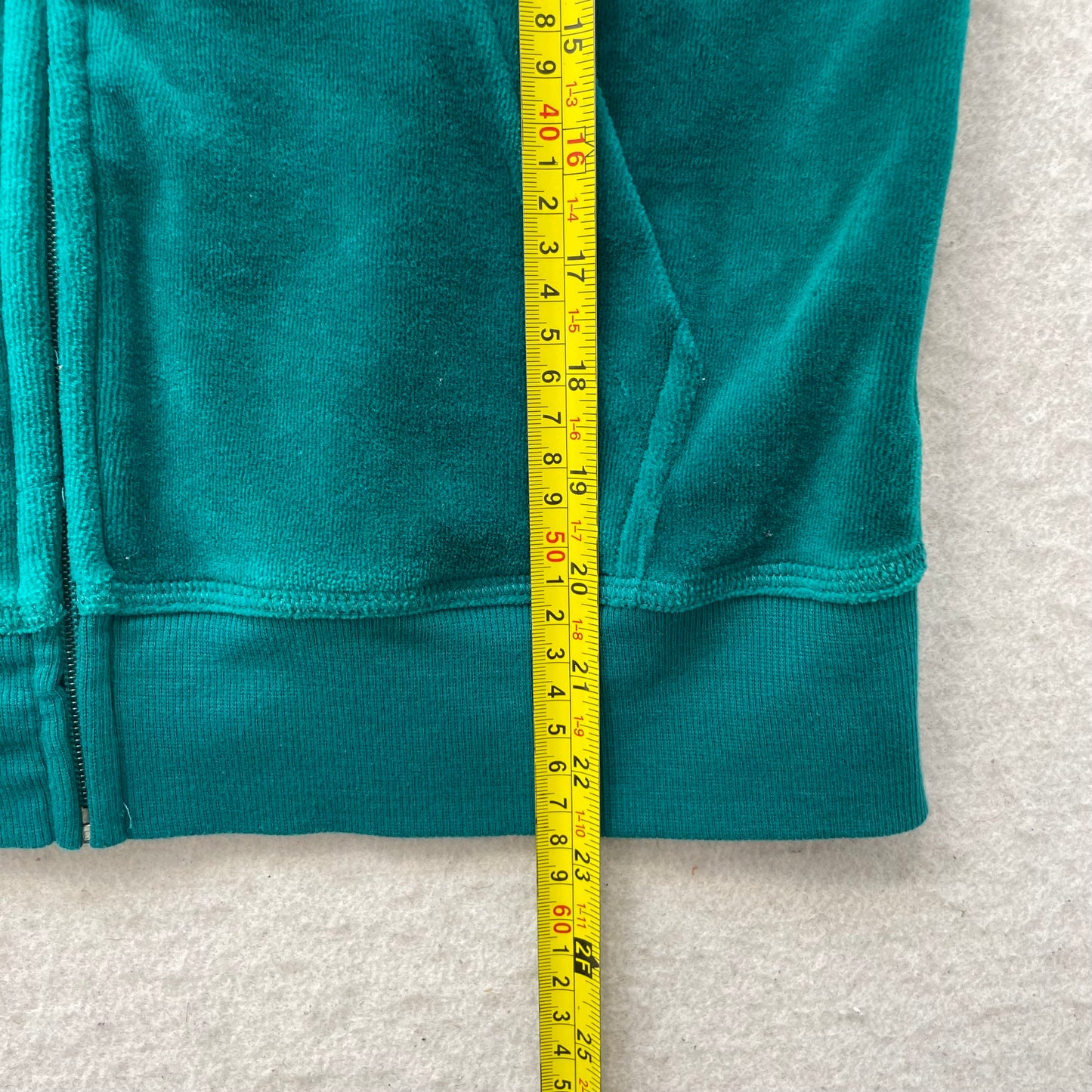 Juicy Couture Women's Teal Green Velour Zip-Up Hoodie Drawstring Y2k Size XL