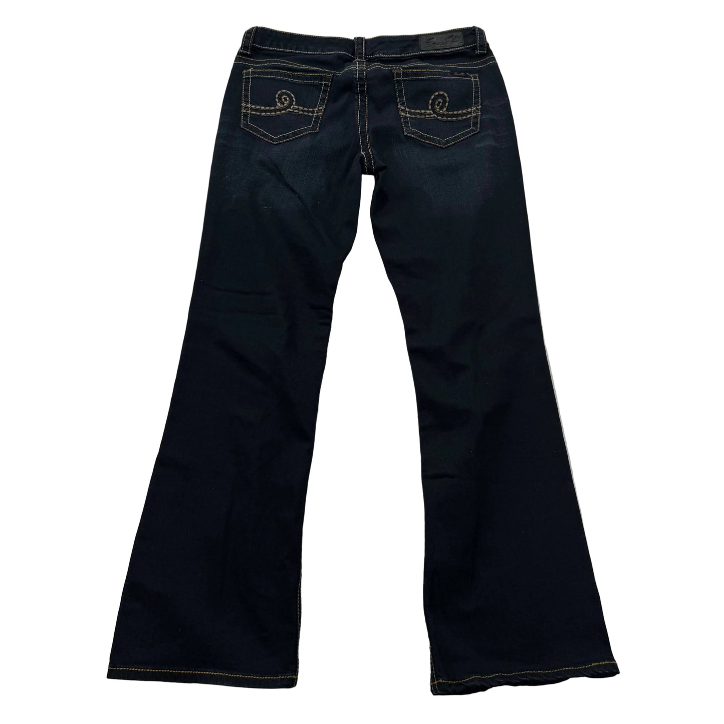Seven7 Women's Dark Indigo Denim Bootcut Fit Jeans Contrast Stitch Waist 32