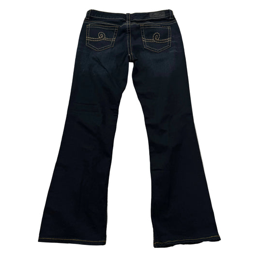 Seven7 Women's Dark Indigo Denim Bootcut Fit Jeans Contrast Stitch Waist 32