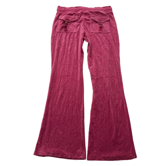 Vintage Juicy Couture Women Dark Pink Flare Track Pant Buckle Flap Pocket Size L