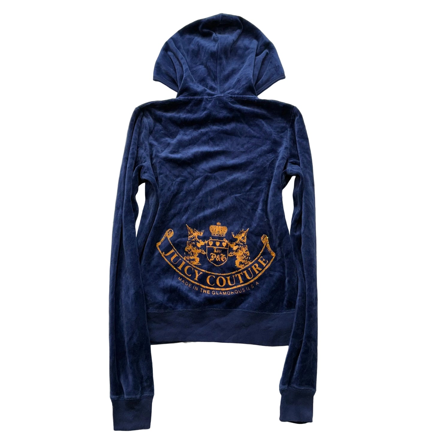 Vintage Juicy Couture Scottie Dogs Women's Navy Velour Hoodie Rhinestone Size S