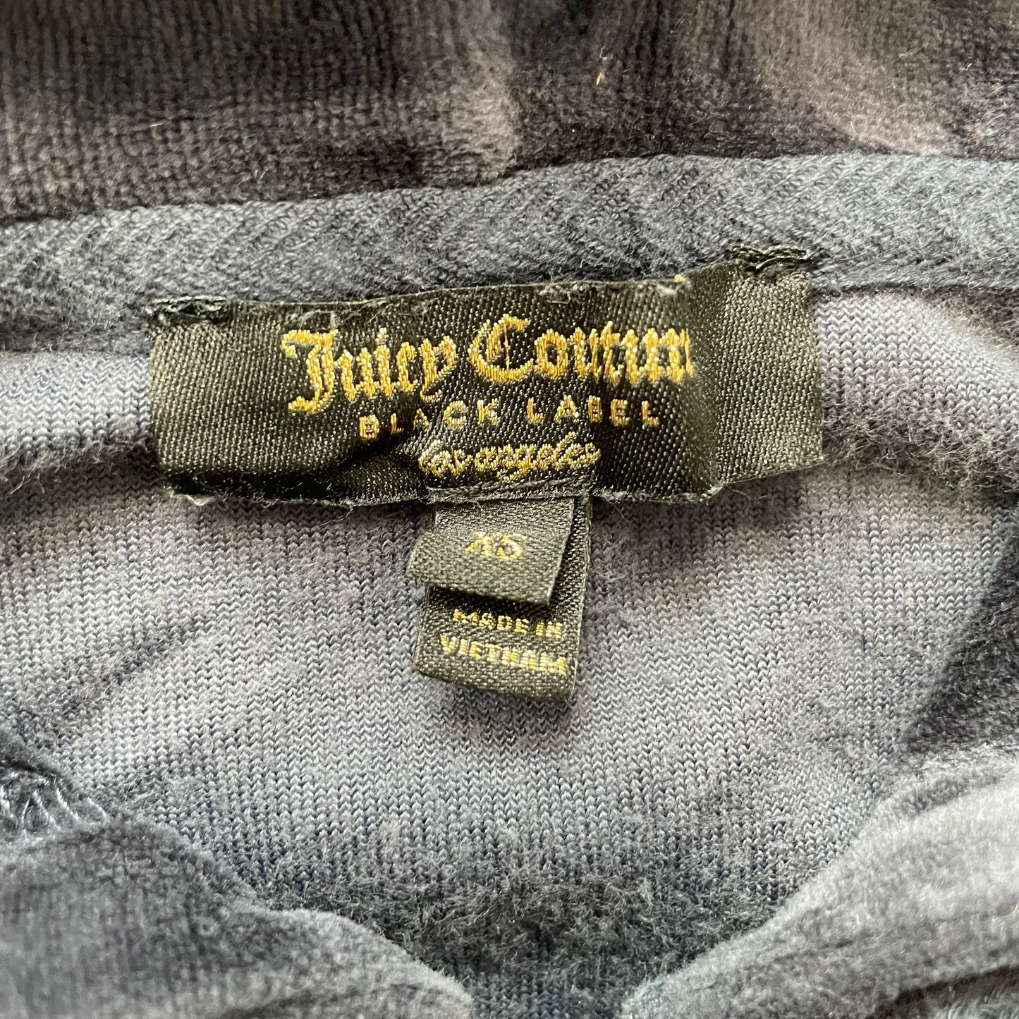 Juicy Couture Women's navy Velour Full Zip Hoodie Y2k Back Graphic Logo Size XS